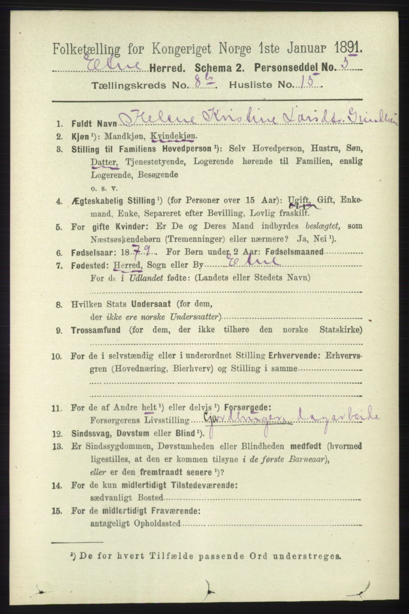 RA, 1891 census for 1211 Etne, 1891, p. 1682