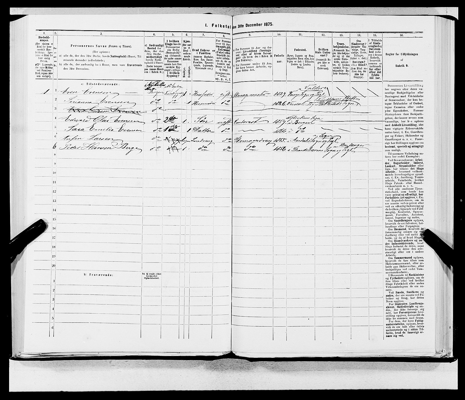 SAB, 1875 census for 1301 Bergen, 1875, p. 204