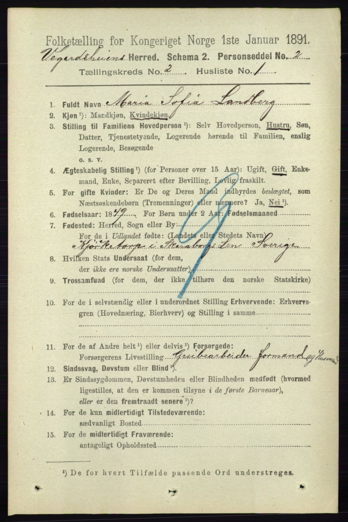 RA, 1891 census for 0912 Vegårshei, 1891, p. 359