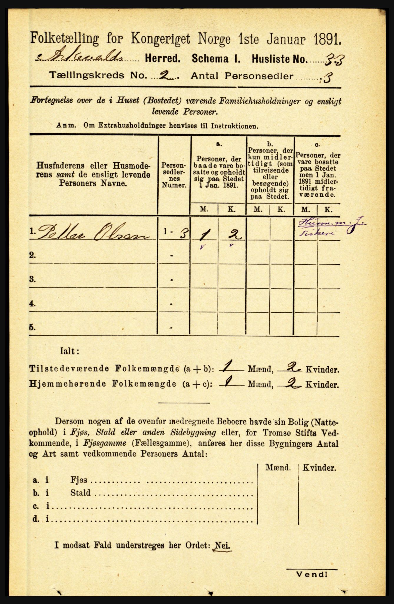 RA, 1891 census for 1428 Askvoll, 1891, p. 401