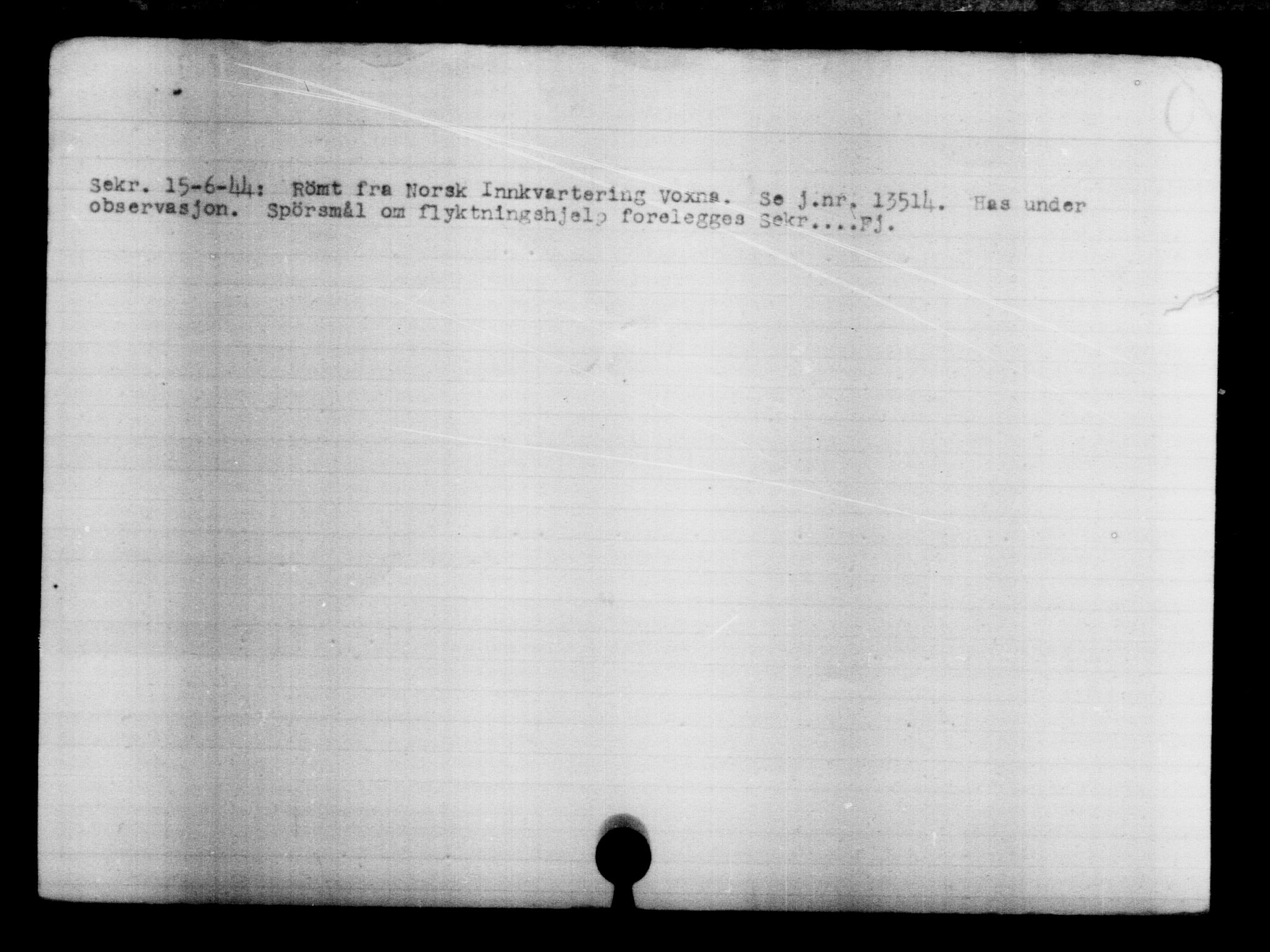 Utenriksstasjonene, Legasjonen i Stockholm, Flyktningkontoret, AV/RA-S-6753/V/Va/L0004: Kjesäterkartoteket, flyktninger med registreringsnr. 3496-6610, 1940-1945, p. 1529