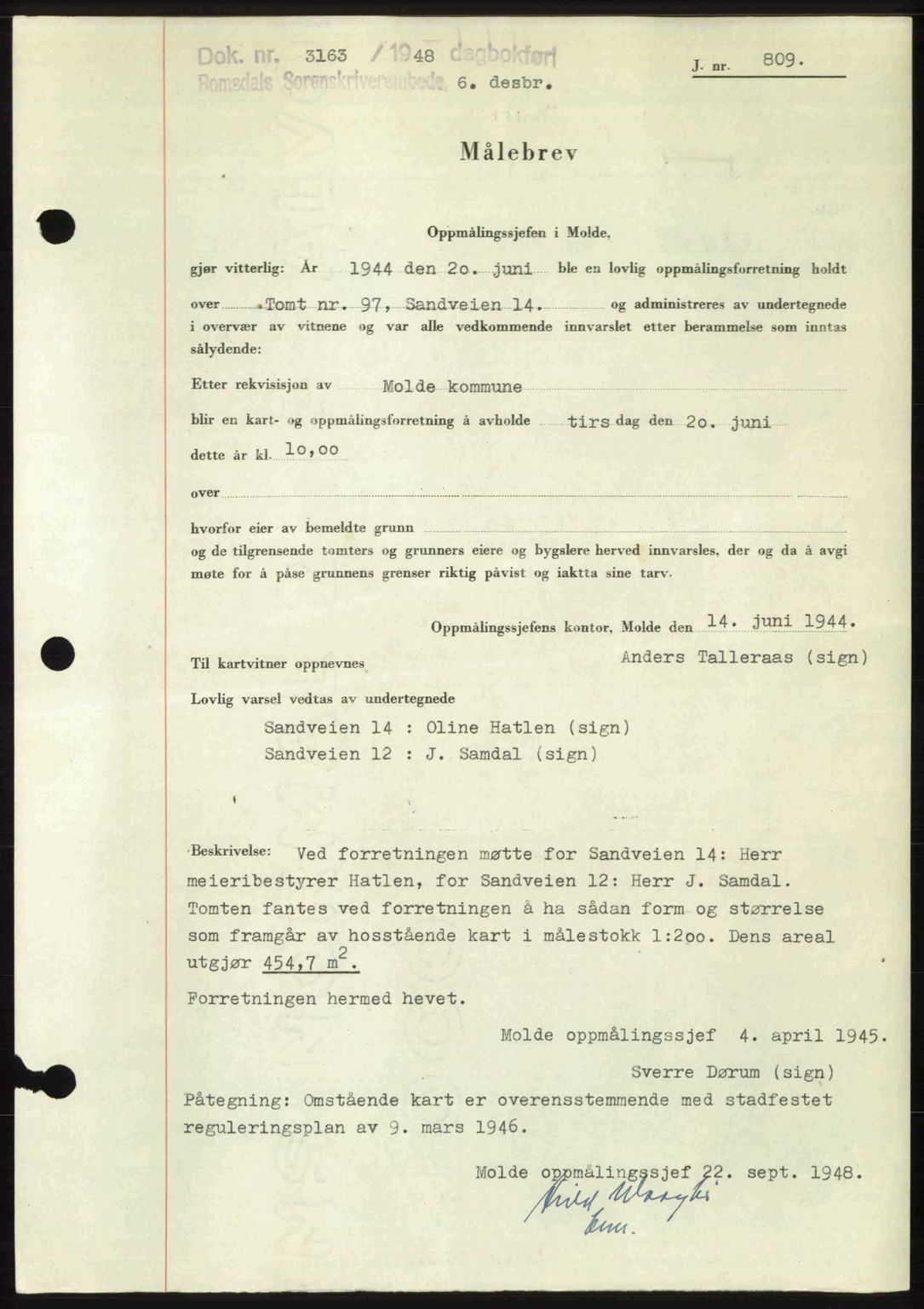 Romsdal sorenskriveri, AV/SAT-A-4149/1/2/2C: Mortgage book no. A28, 1948-1949, Diary no: : 3163/1948