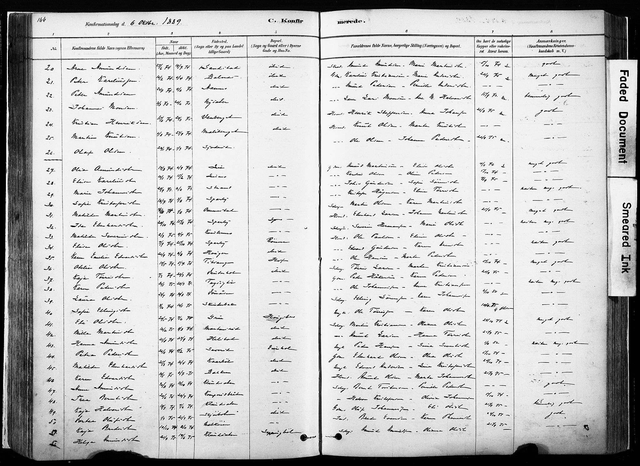 Hof prestekontor, AV/SAH-PREST-038/H/Ha/Haa/L0010: Parish register (official) no. 10, 1878-1909, p. 166