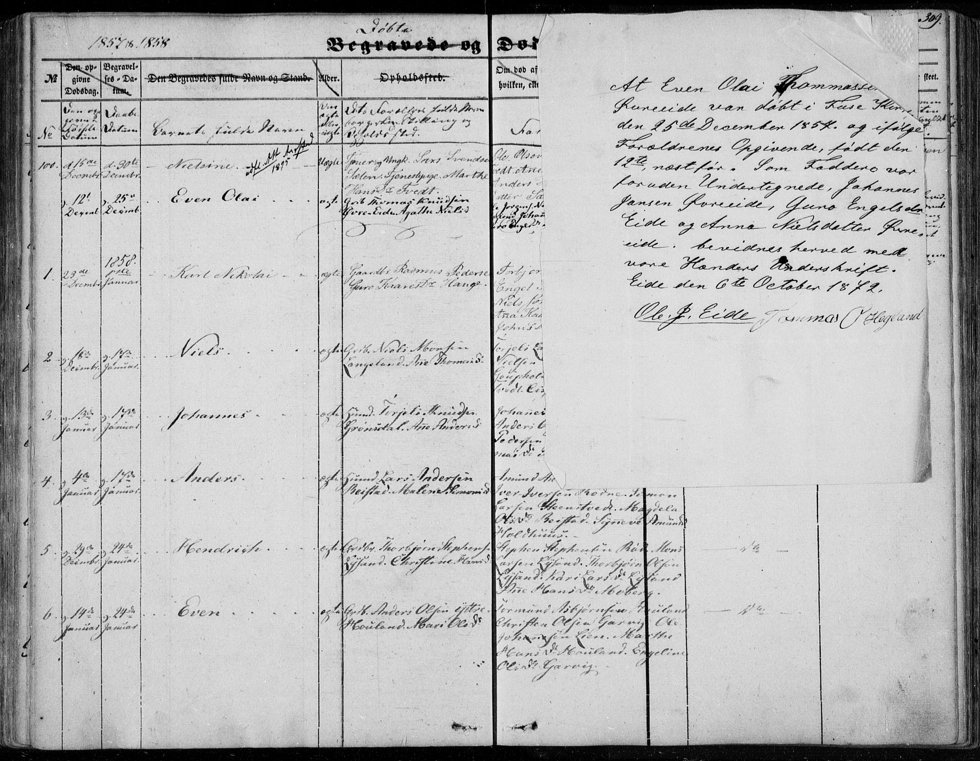 Os sokneprestembete, SAB/A-99929: Parish register (official) no. A 16, 1851-1859, p. 309