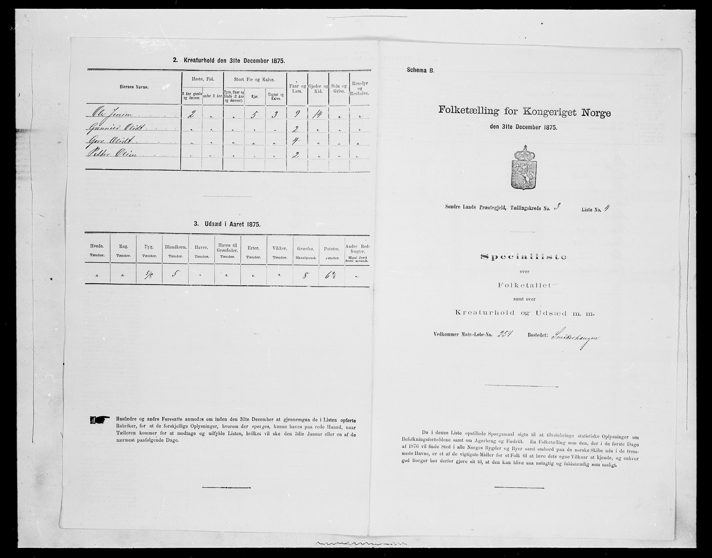 SAH, 1875 census for 0536P Søndre Land, 1875, p. 459