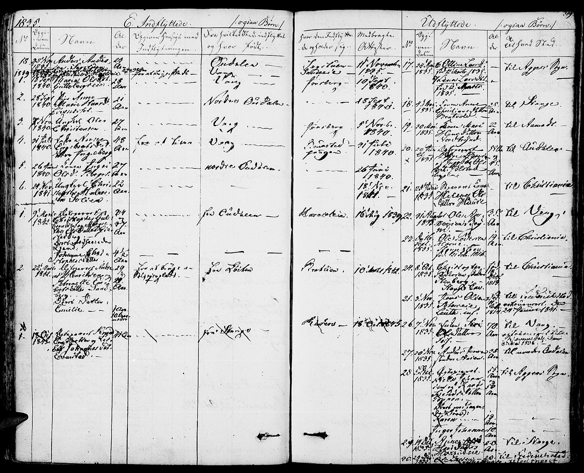 Romedal prestekontor, SAH/PREST-004/K/L0003: Parish register (official) no. 3, 1829-1846, p. 309