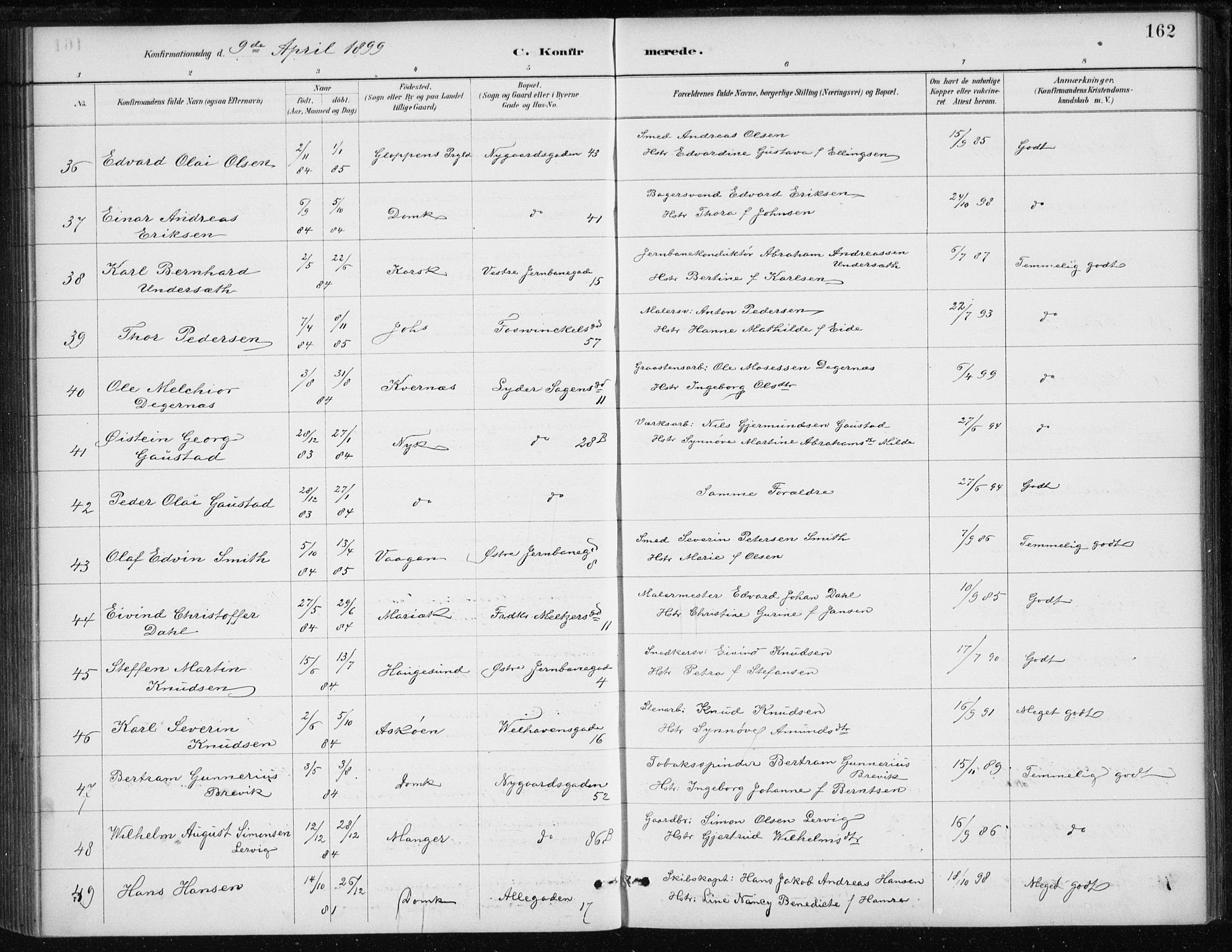 Johanneskirken sokneprestembete, AV/SAB-A-76001/H/Haa/L0008: Parish register (official) no. C 1, 1885-1907, p. 162