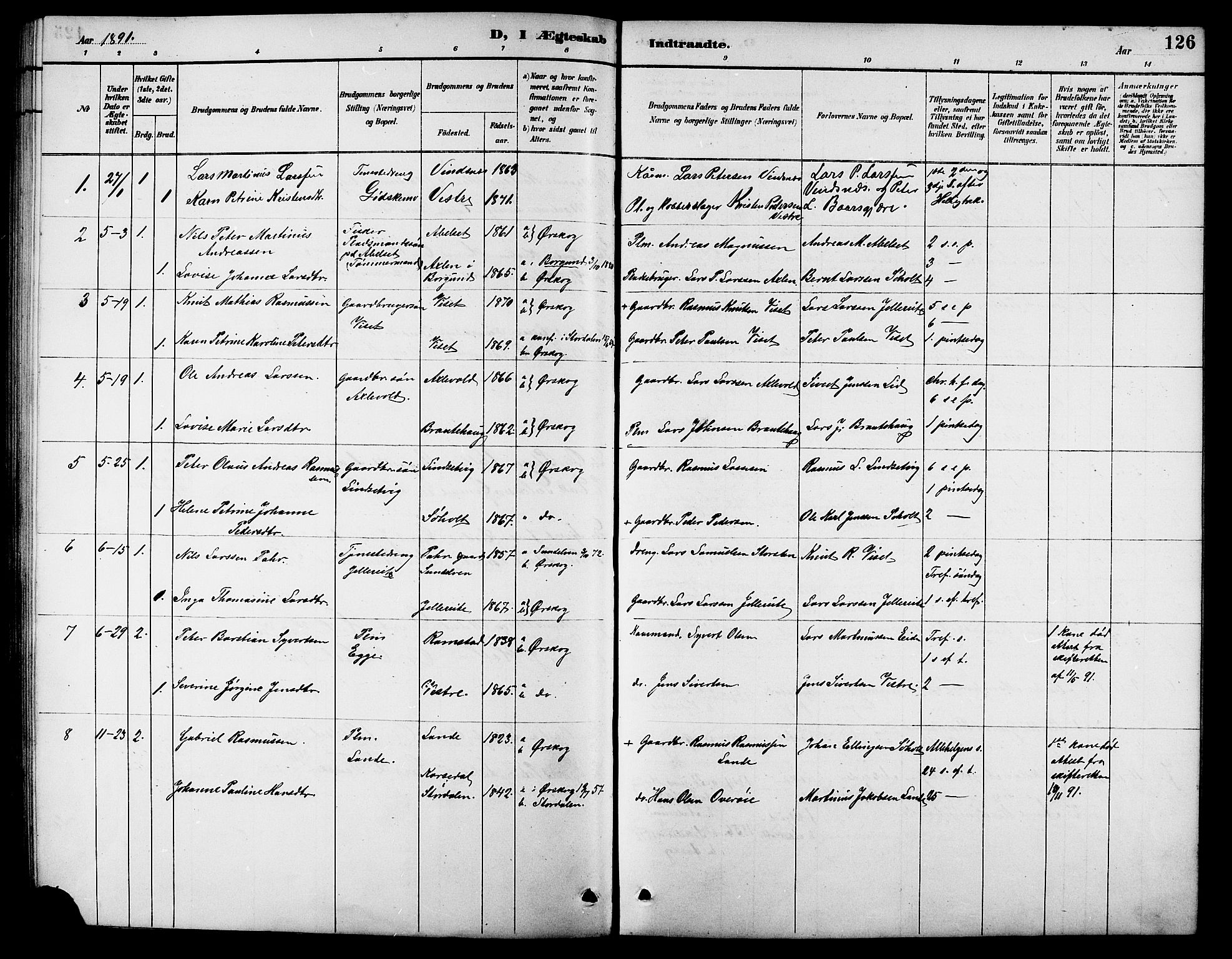 Ministerialprotokoller, klokkerbøker og fødselsregistre - Møre og Romsdal, AV/SAT-A-1454/522/L0327: Parish register (copy) no. 522C06, 1890-1915, p. 126