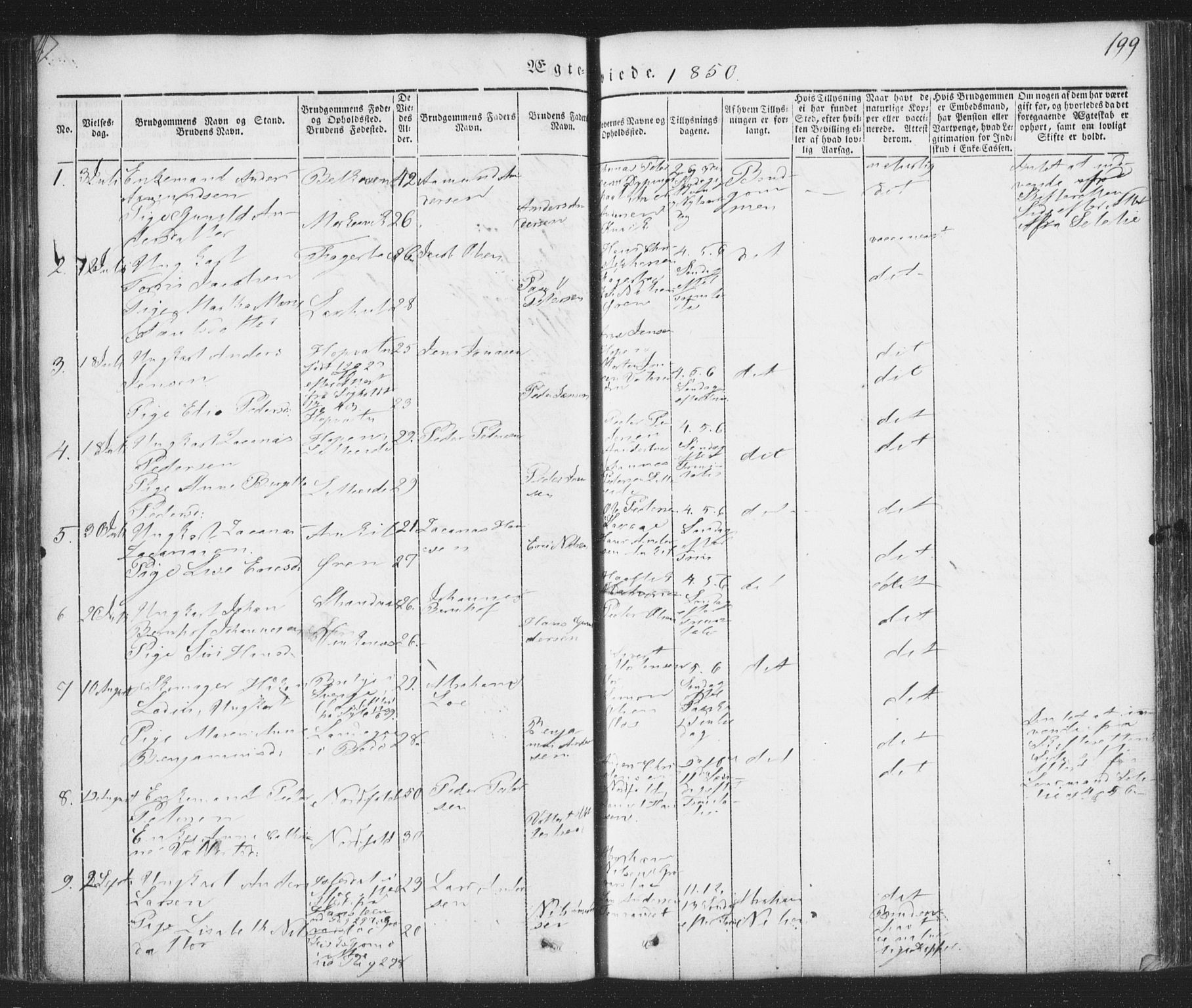 Ministerialprotokoller, klokkerbøker og fødselsregistre - Nordland, SAT/A-1459/853/L0769: Parish register (official) no. 853A08, 1836-1856, p. 199