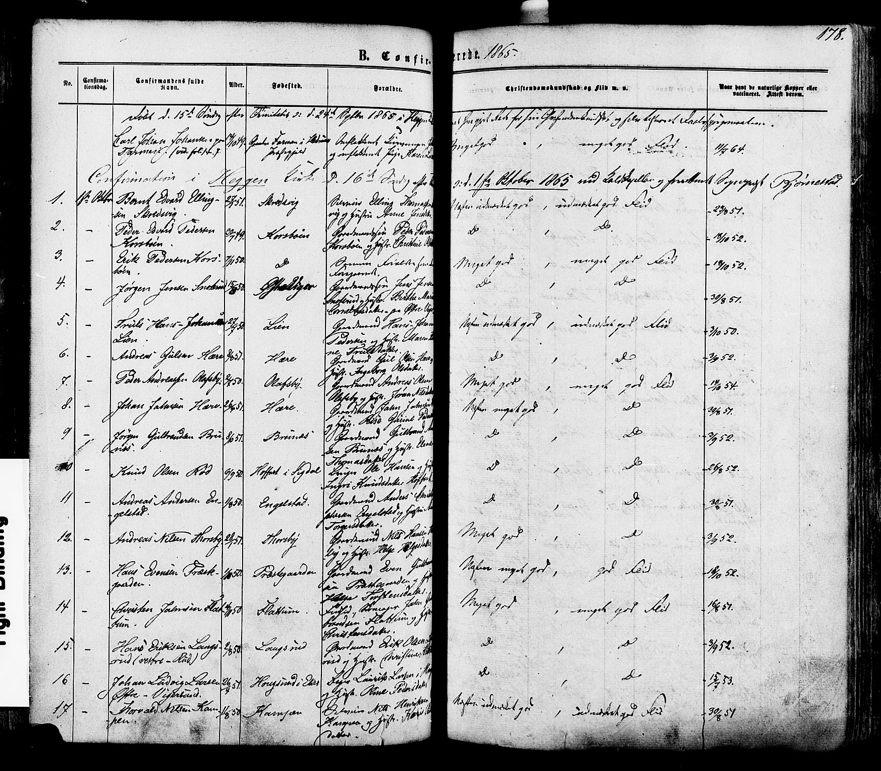 Modum kirkebøker, AV/SAKO-A-234/F/Fa/L0010: Parish register (official) no. 10, 1865-1876, p. 178