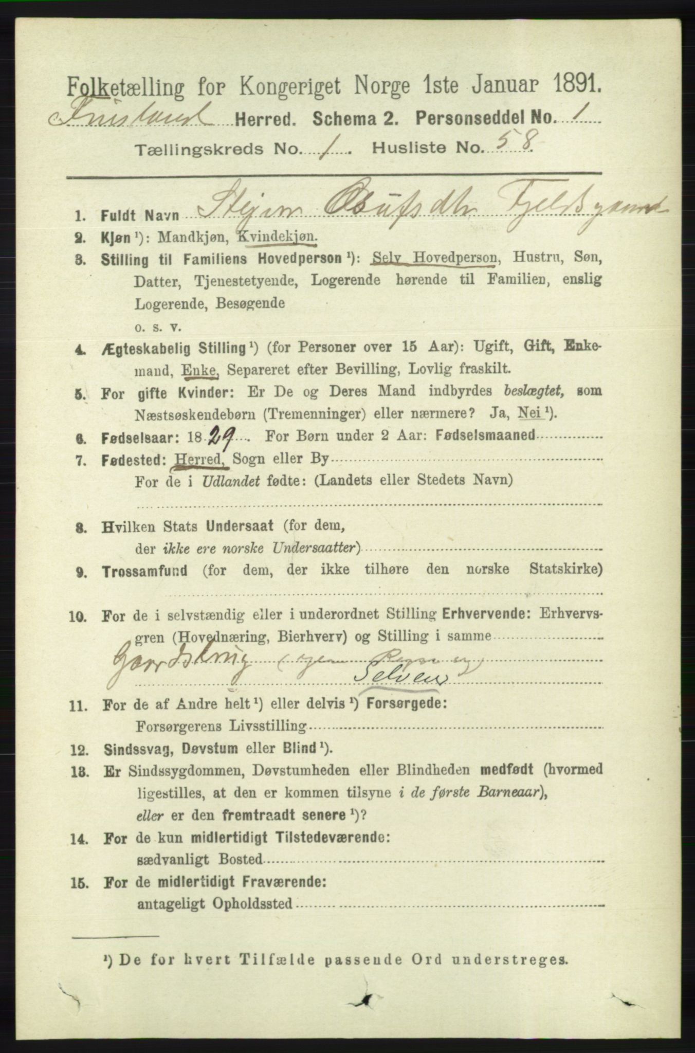 RA, 1891 census for 1023 Finsland, 1891, p. 368