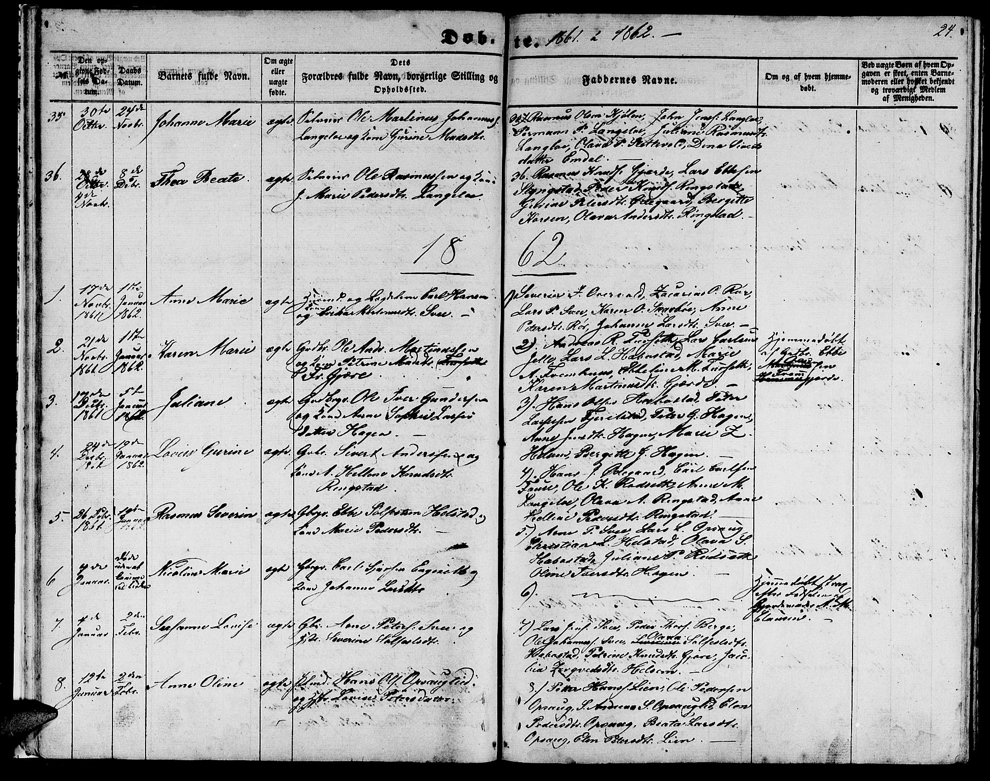 Ministerialprotokoller, klokkerbøker og fødselsregistre - Møre og Romsdal, AV/SAT-A-1454/520/L0291: Parish register (copy) no. 520C03, 1854-1881, p. 24