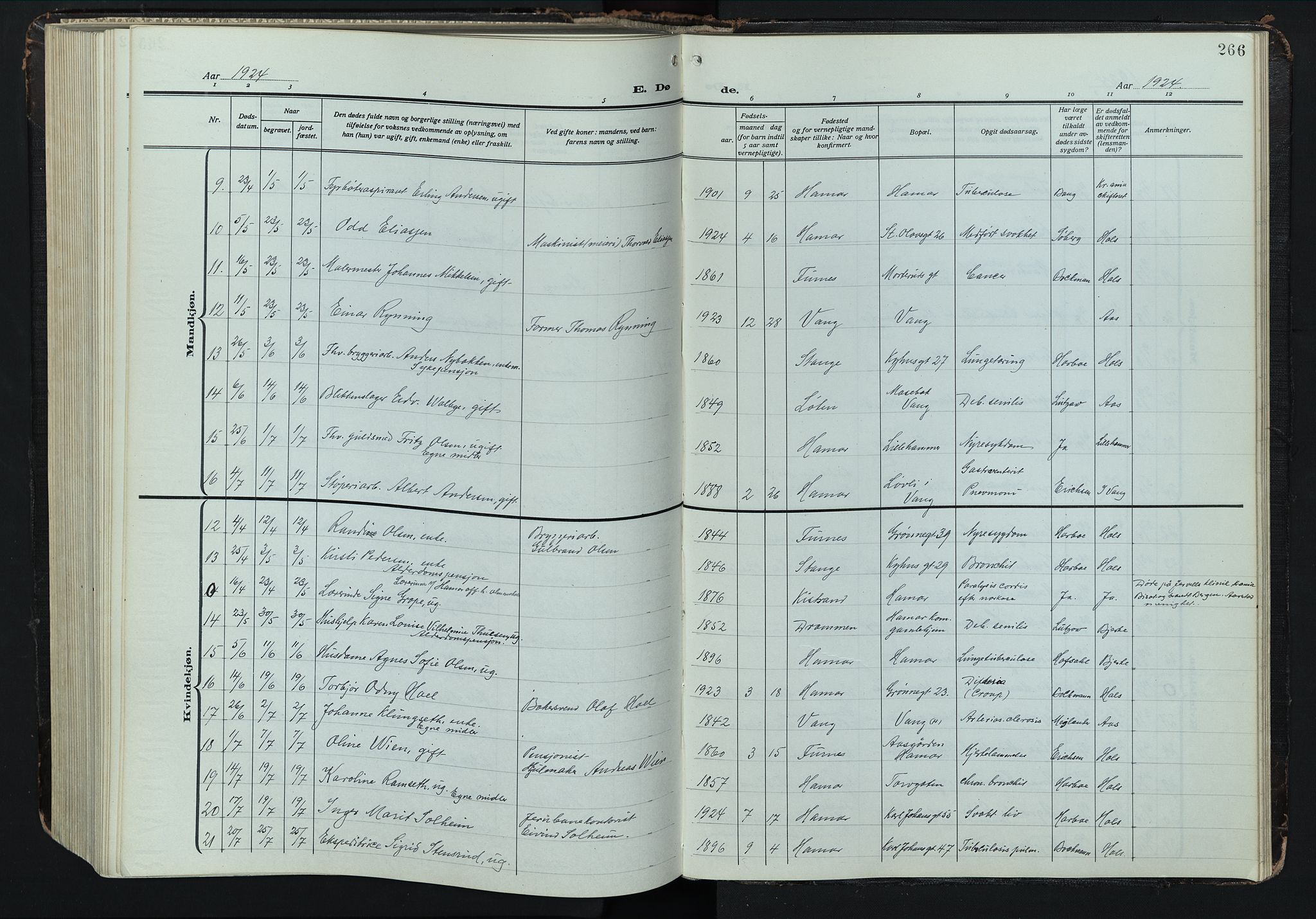 Hamar prestekontor, AV/SAH-DOMPH-002/H/Ha/Hab/L0004: Parish register (copy) no. 4, 1915-1942, p. 266