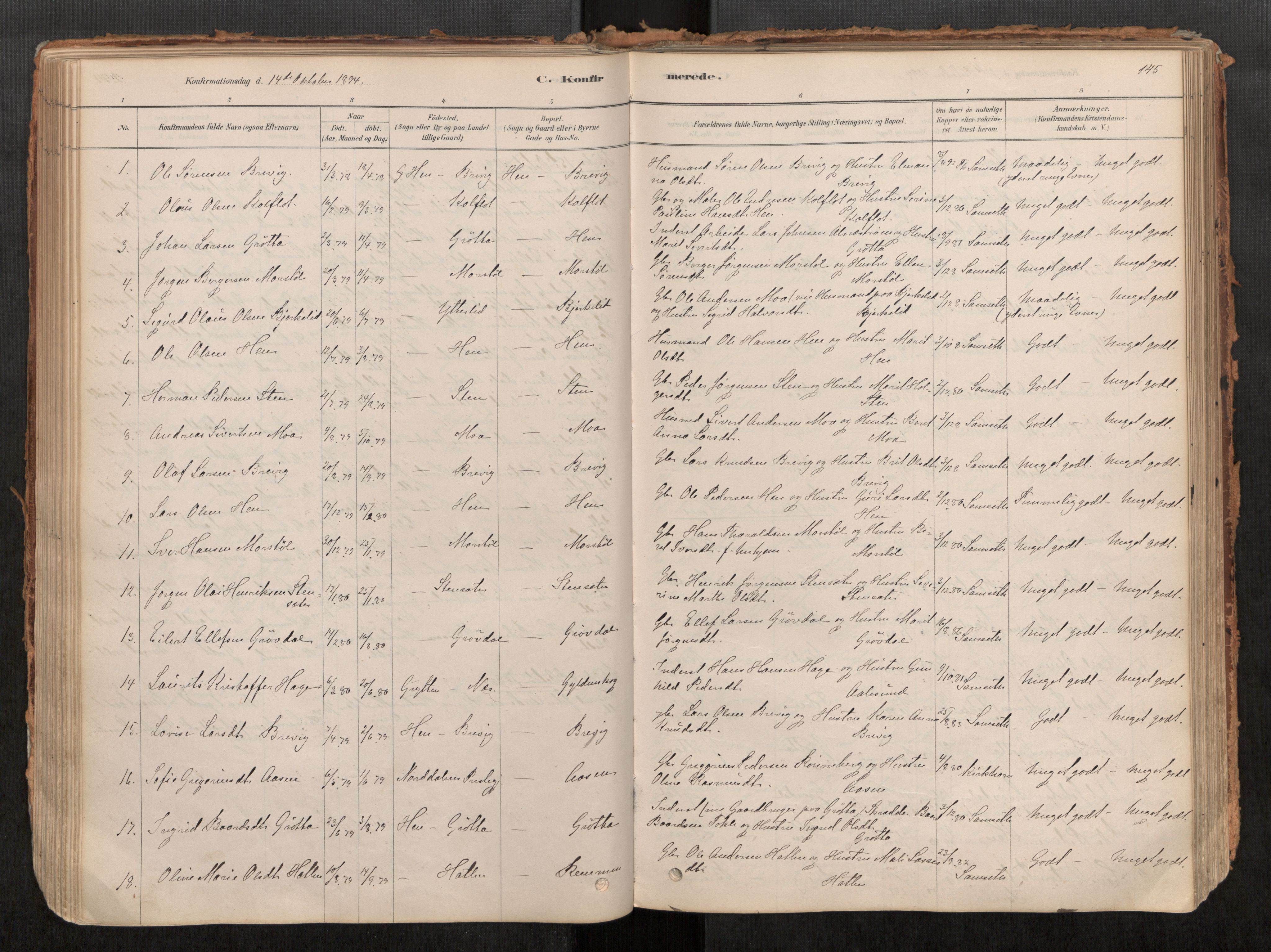 Ministerialprotokoller, klokkerbøker og fødselsregistre - Møre og Romsdal, AV/SAT-A-1454/545/L0594: Parish register (official) no. 545A03, 1878-1920, p. 145