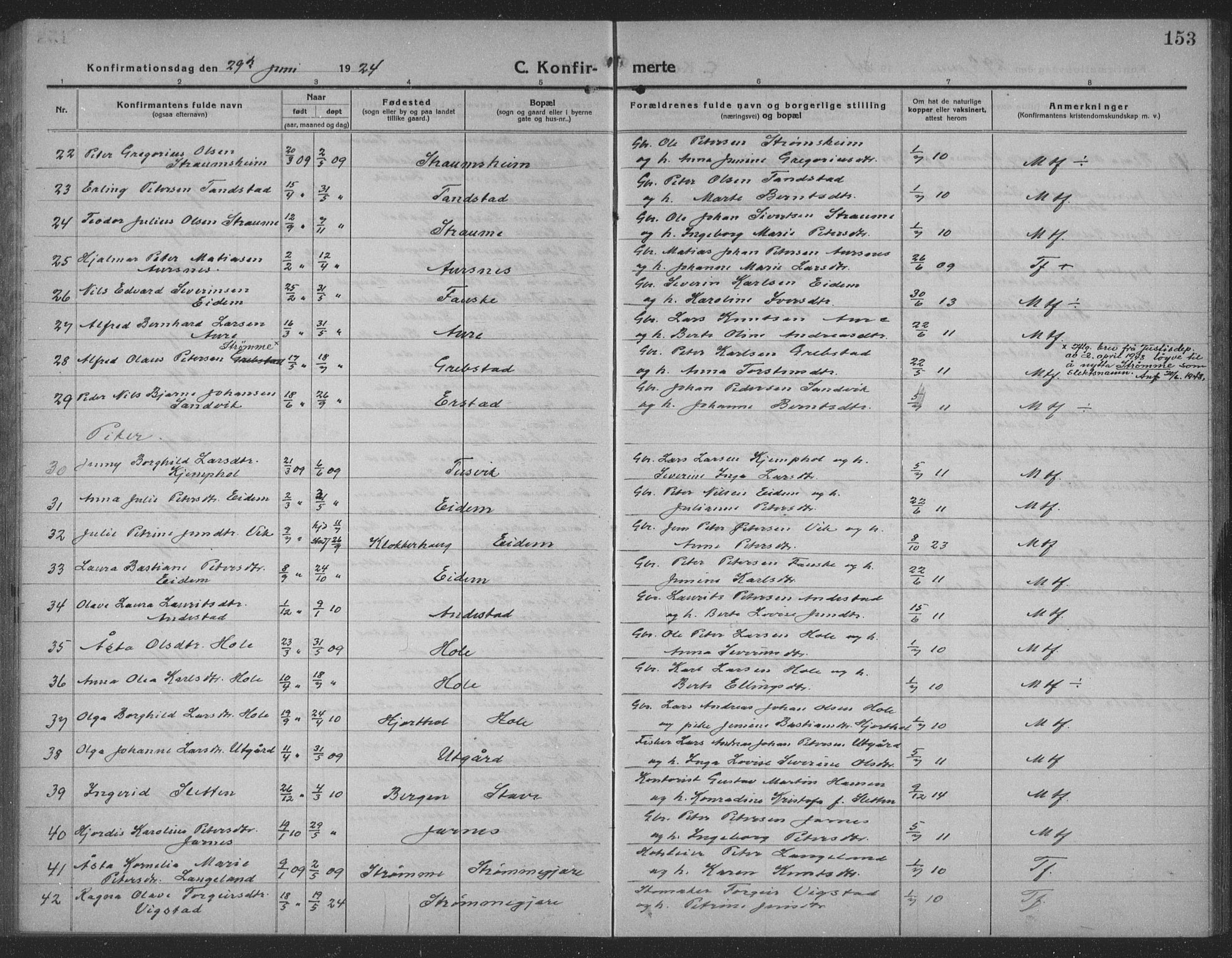 Ministerialprotokoller, klokkerbøker og fødselsregistre - Møre og Romsdal, AV/SAT-A-1454/523/L0342: Parish register (copy) no. 523C05, 1916-1937, p. 153