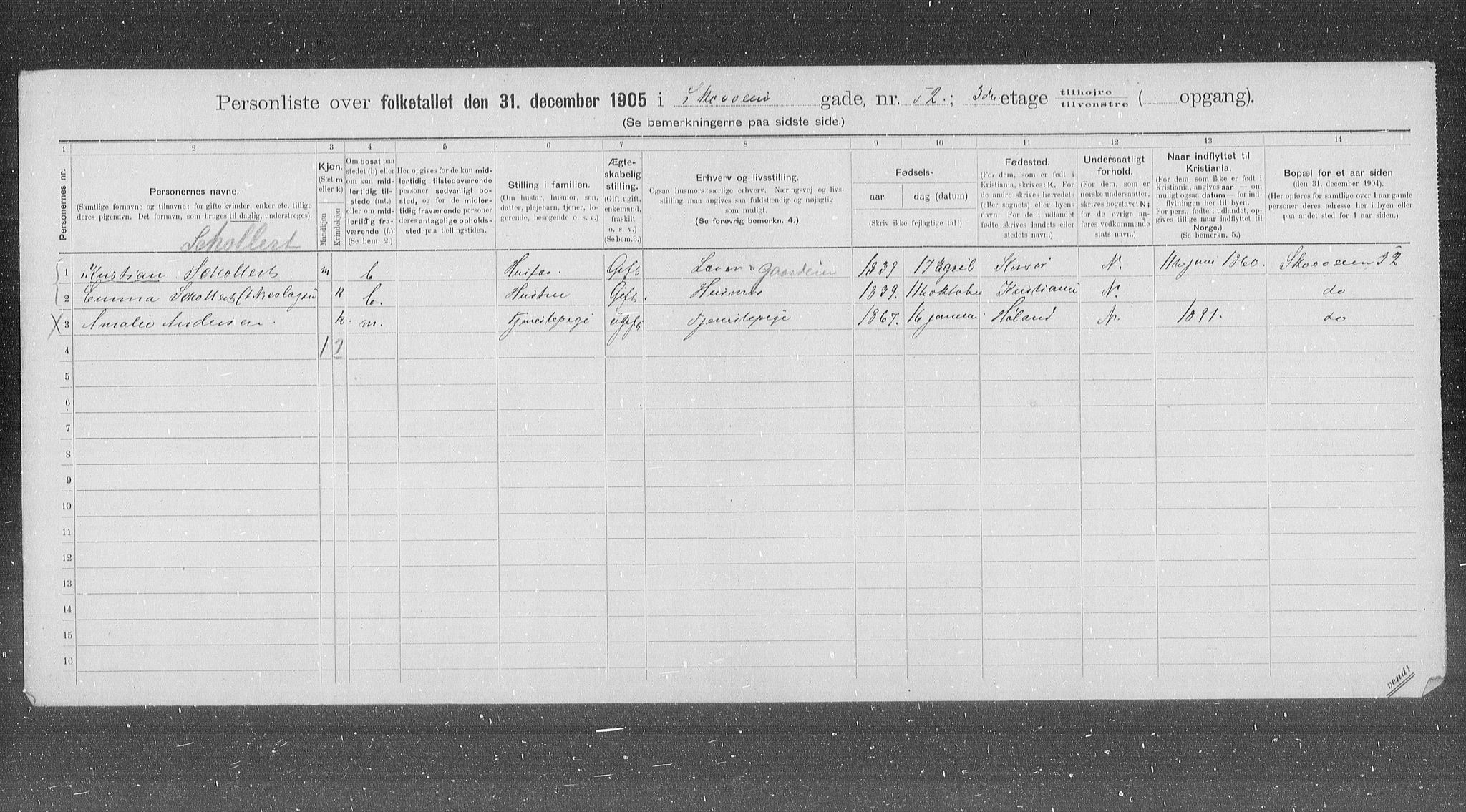 OBA, Municipal Census 1905 for Kristiania, 1905, p. 50293