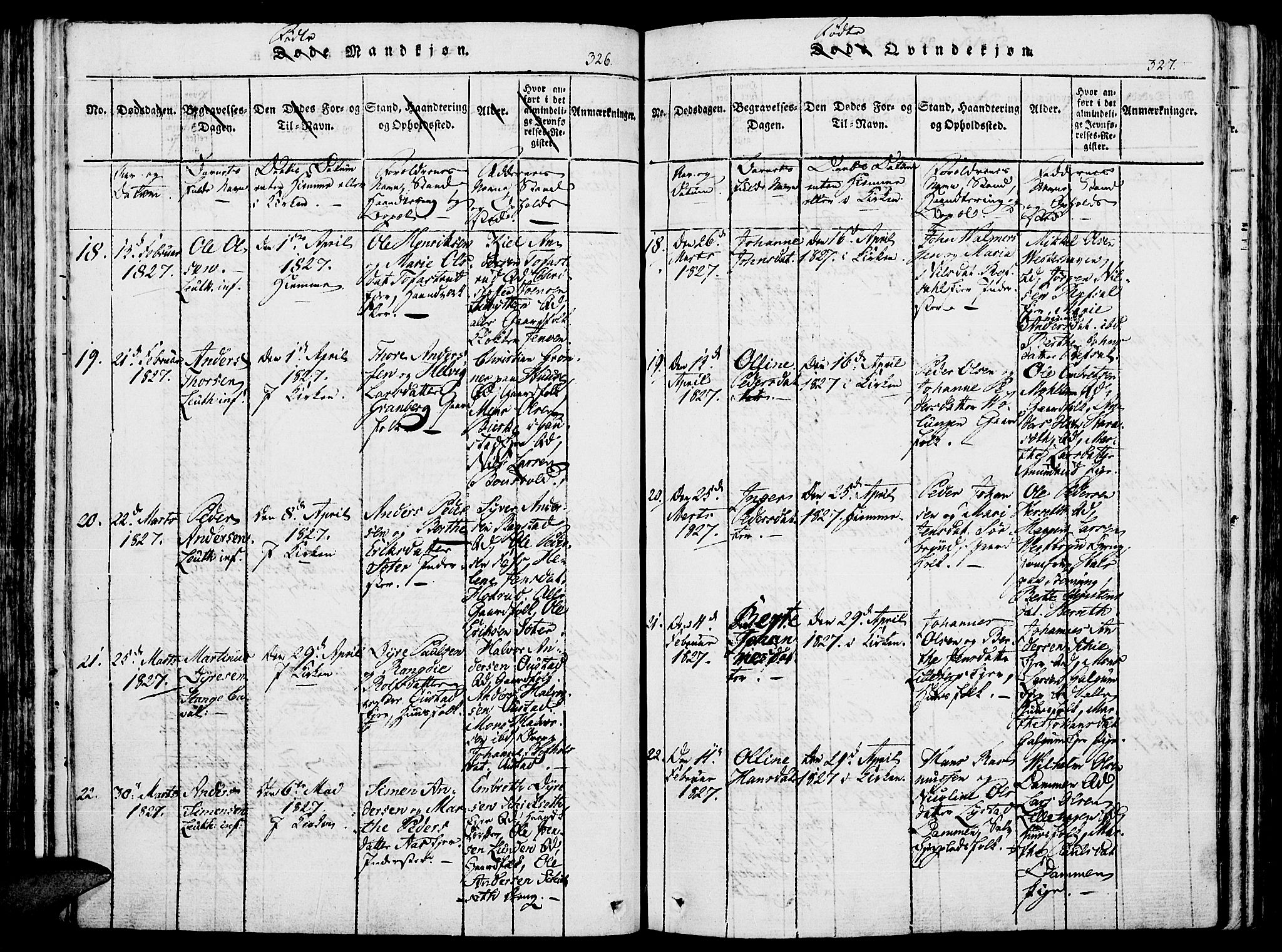 Romedal prestekontor, AV/SAH-PREST-004/K/L0002: Parish register (official) no. 2, 1814-1828, p. 326-327