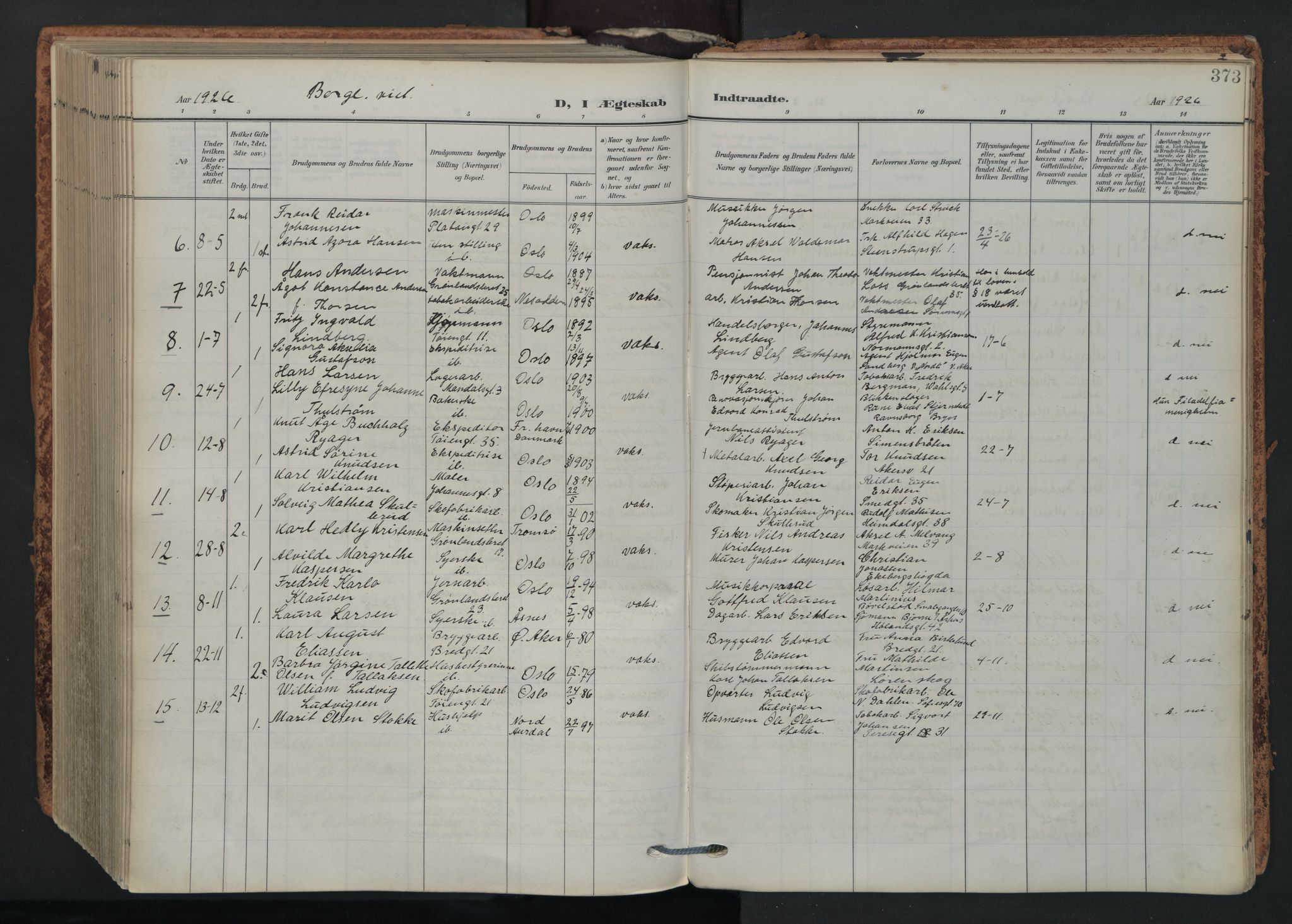 Grønland prestekontor Kirkebøker, AV/SAO-A-10848/F/Fa/L0017: Parish register (official) no. 17, 1906-1934, p. 373