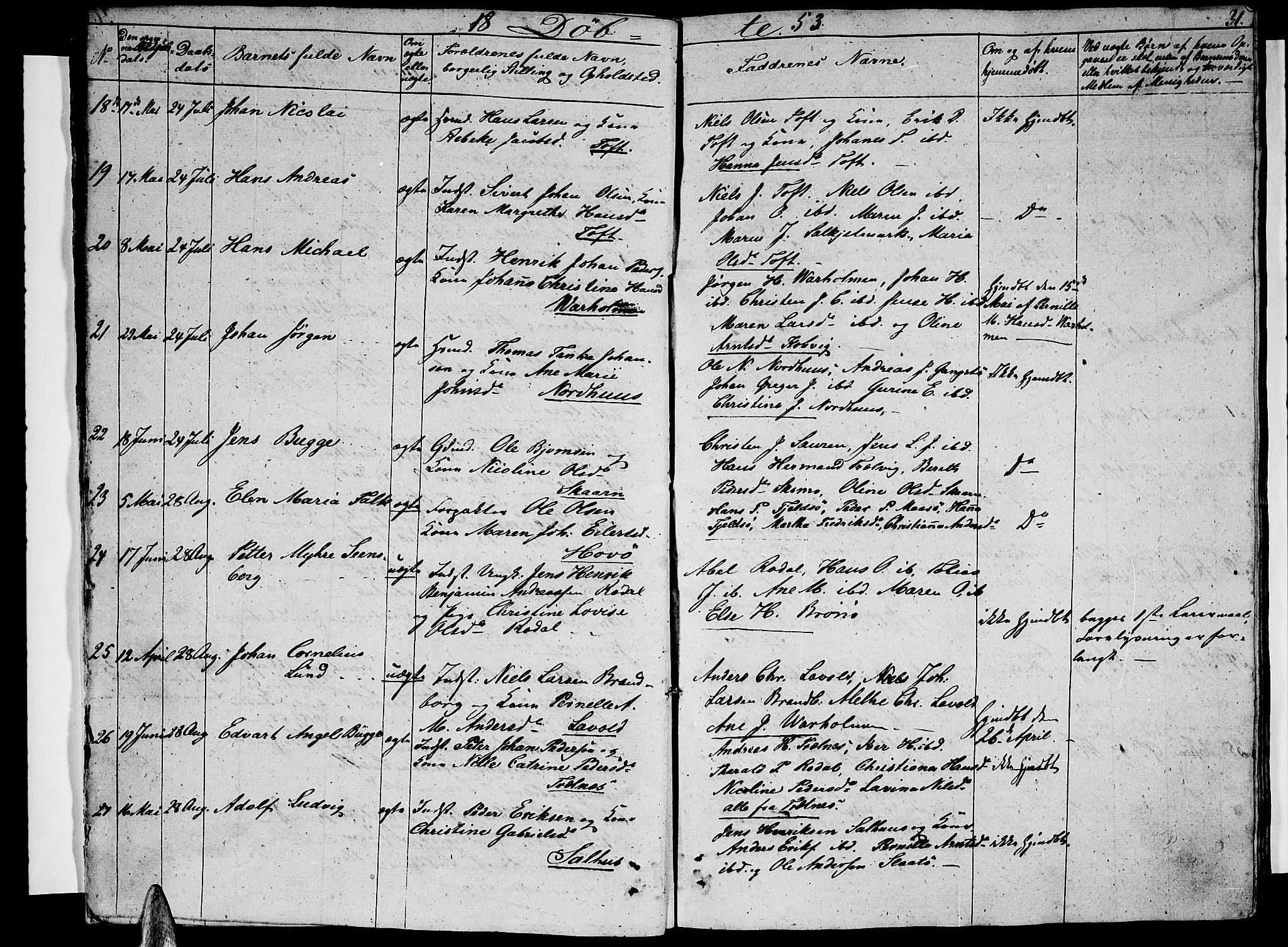 Ministerialprotokoller, klokkerbøker og fødselsregistre - Nordland, SAT/A-1459/813/L0211: Parish register (copy) no. 813C03, 1842-1863, p. 31