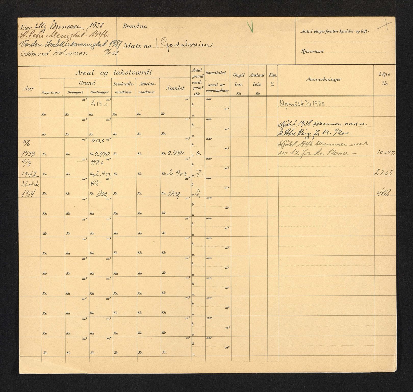 Stavanger kommune. Skattetakstvesenet, BYST/A-0440/F/Fa/Faa/L0015/0004: Skattetakstkort / Godalsveien 1 - 16