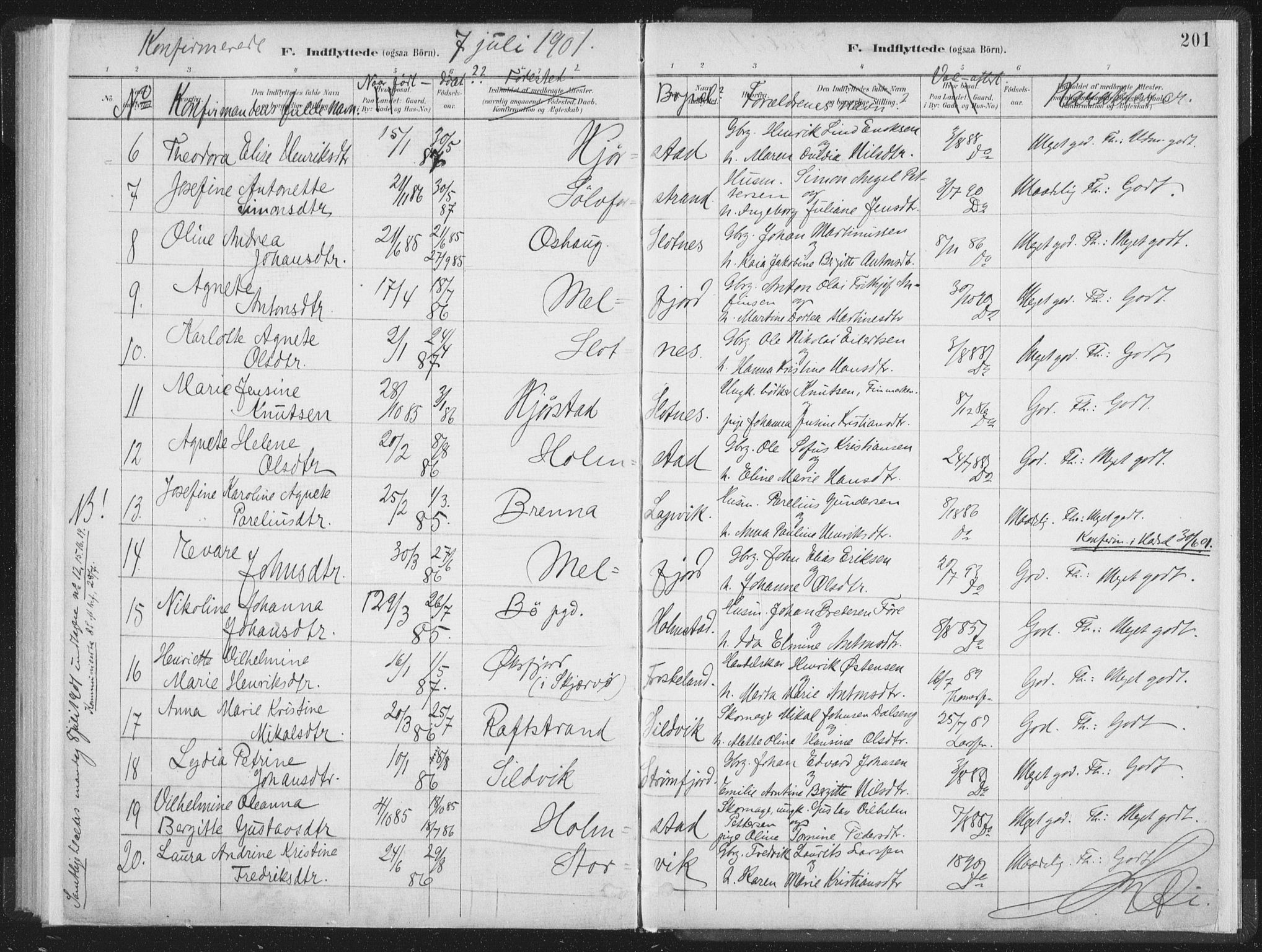 Ministerialprotokoller, klokkerbøker og fødselsregistre - Nordland, SAT/A-1459/890/L1286: Parish register (official) no. 890A01, 1882-1902, p. 201