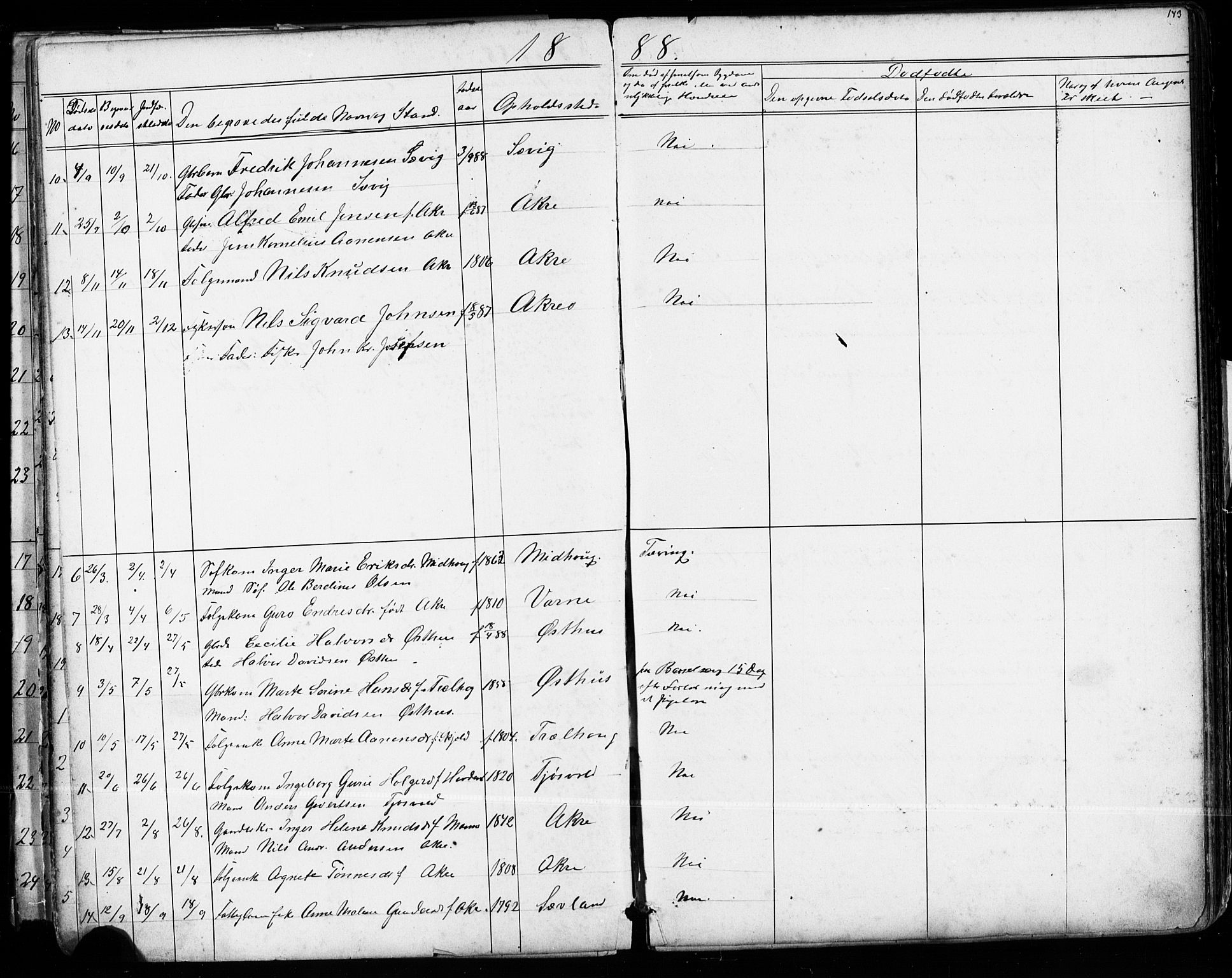 Kopervik sokneprestkontor, AV/SAST-A-101850/H/Ha/Hab/L0002: Parish register (copy) no. B 2, 1881-1905, p. 143