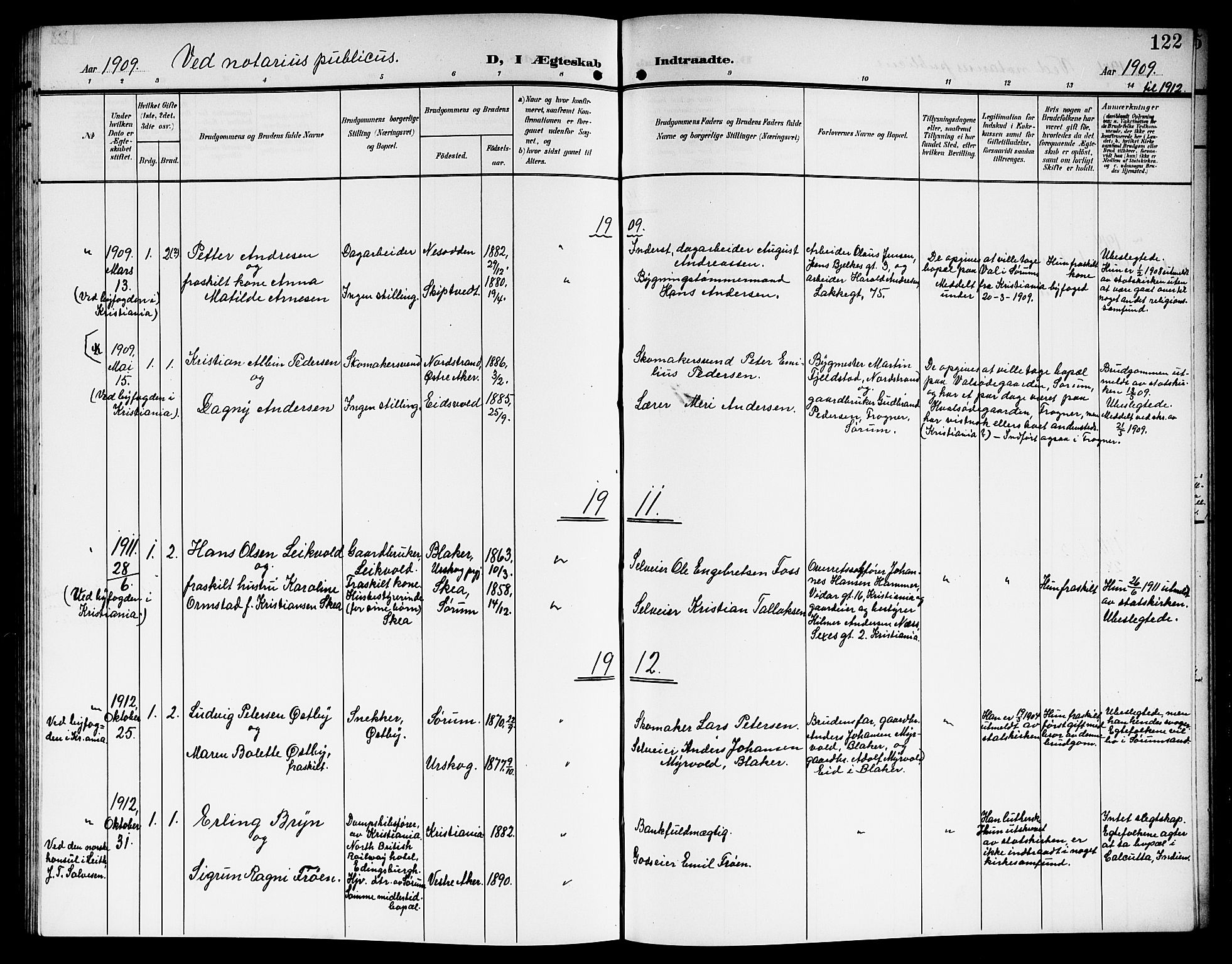 Sørum prestekontor Kirkebøker, SAO/A-10303/G/Ga/L0007: Parish register (copy) no. I 7, 1907-1917, p. 122