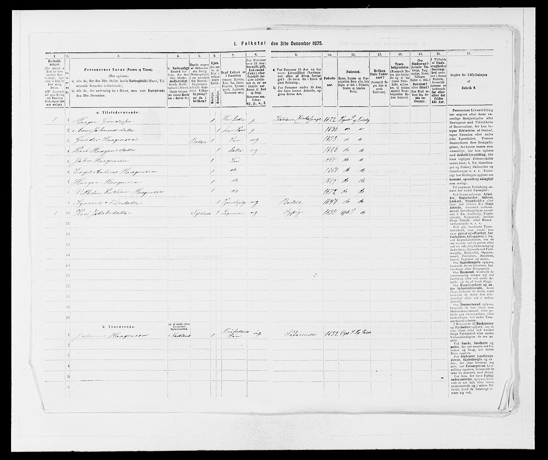 SAB, 1875 census for 1223P Tysnes, 1875, p. 776