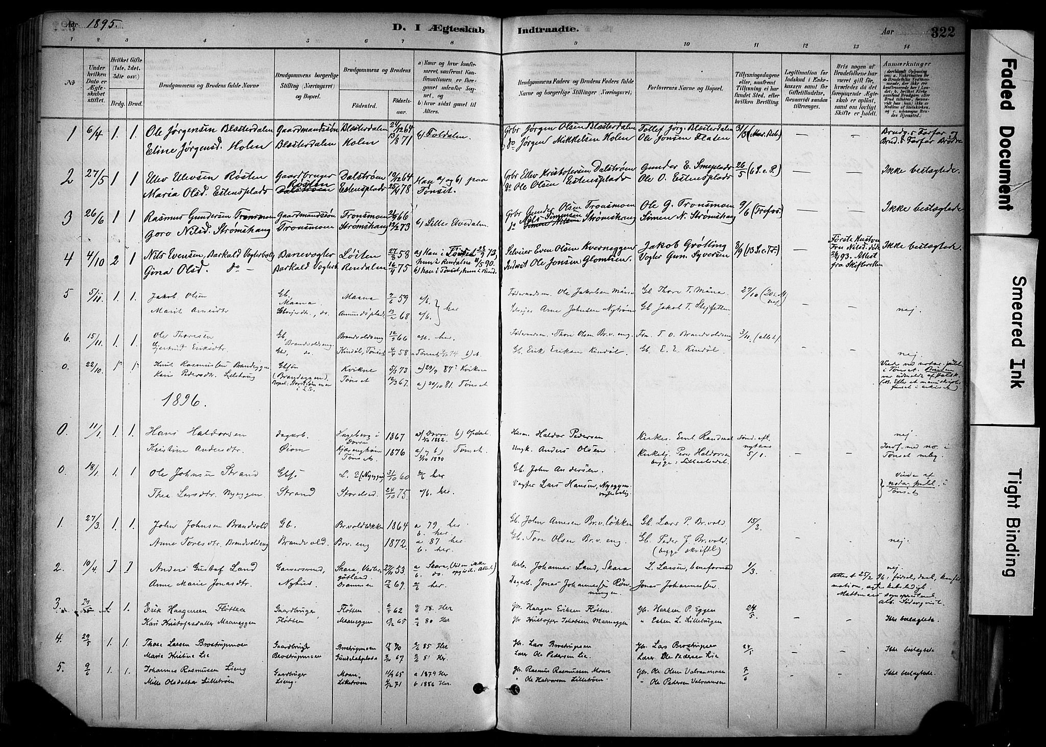 Alvdal prestekontor, SAH/PREST-060/H/Ha/Haa/L0002: Parish register (official) no. 2, 1883-1906, p. 322