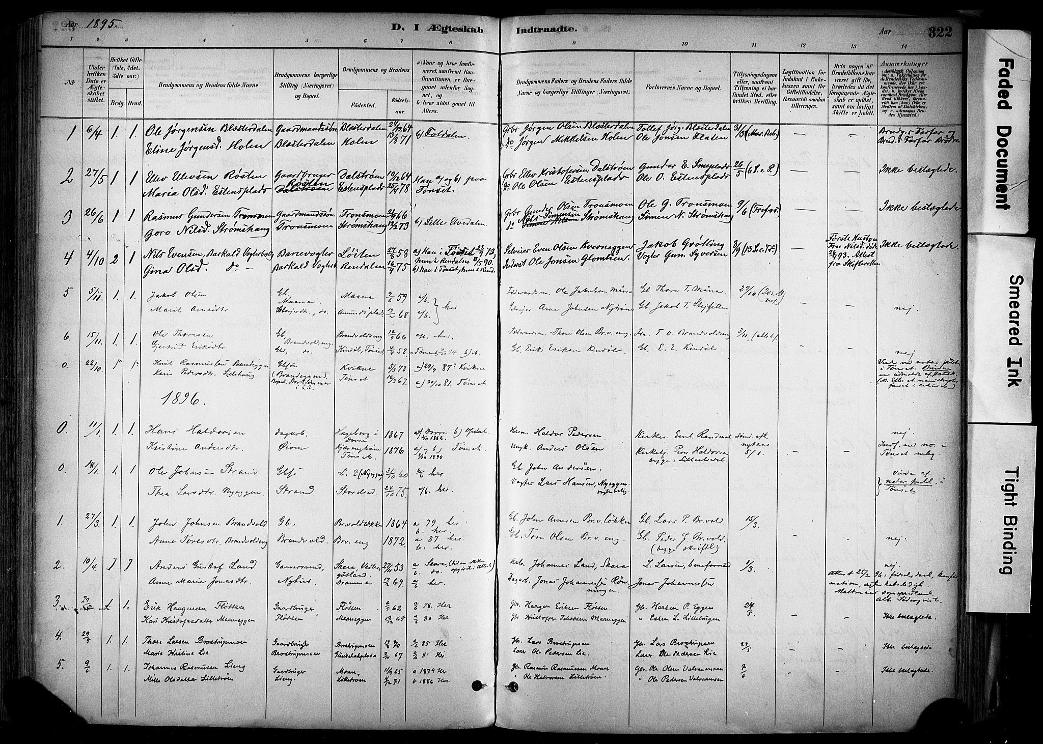 Alvdal prestekontor, AV/SAH-PREST-060/H/Ha/Haa/L0002: Parish register (official) no. 2, 1883-1906, p. 322