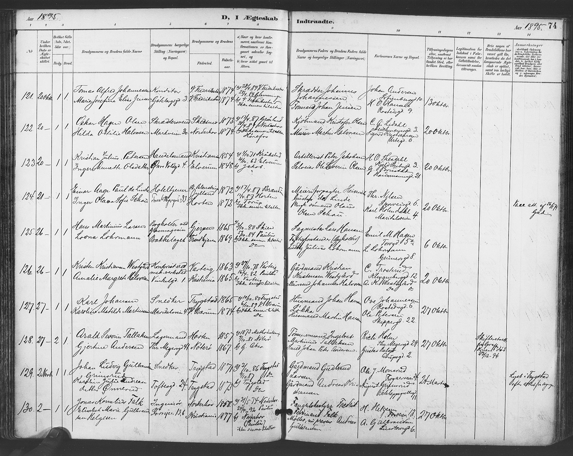 Paulus prestekontor Kirkebøker, SAO/A-10871/F/Fa/L0009: Parish register (official) no. 9, 1891-1901, p. 74