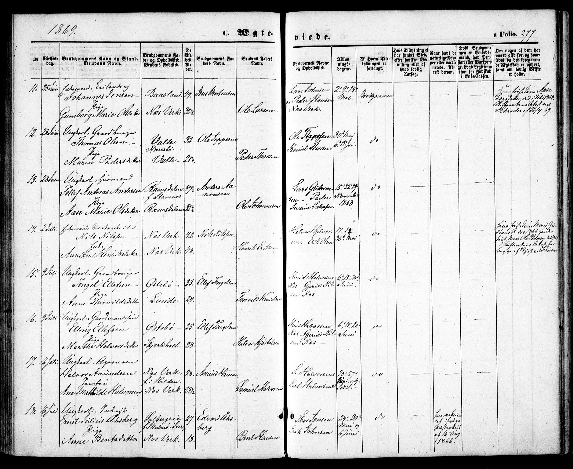 Holt sokneprestkontor, AV/SAK-1111-0021/F/Fa/L0009: Parish register (official) no. A 9, 1861-1871, p. 277