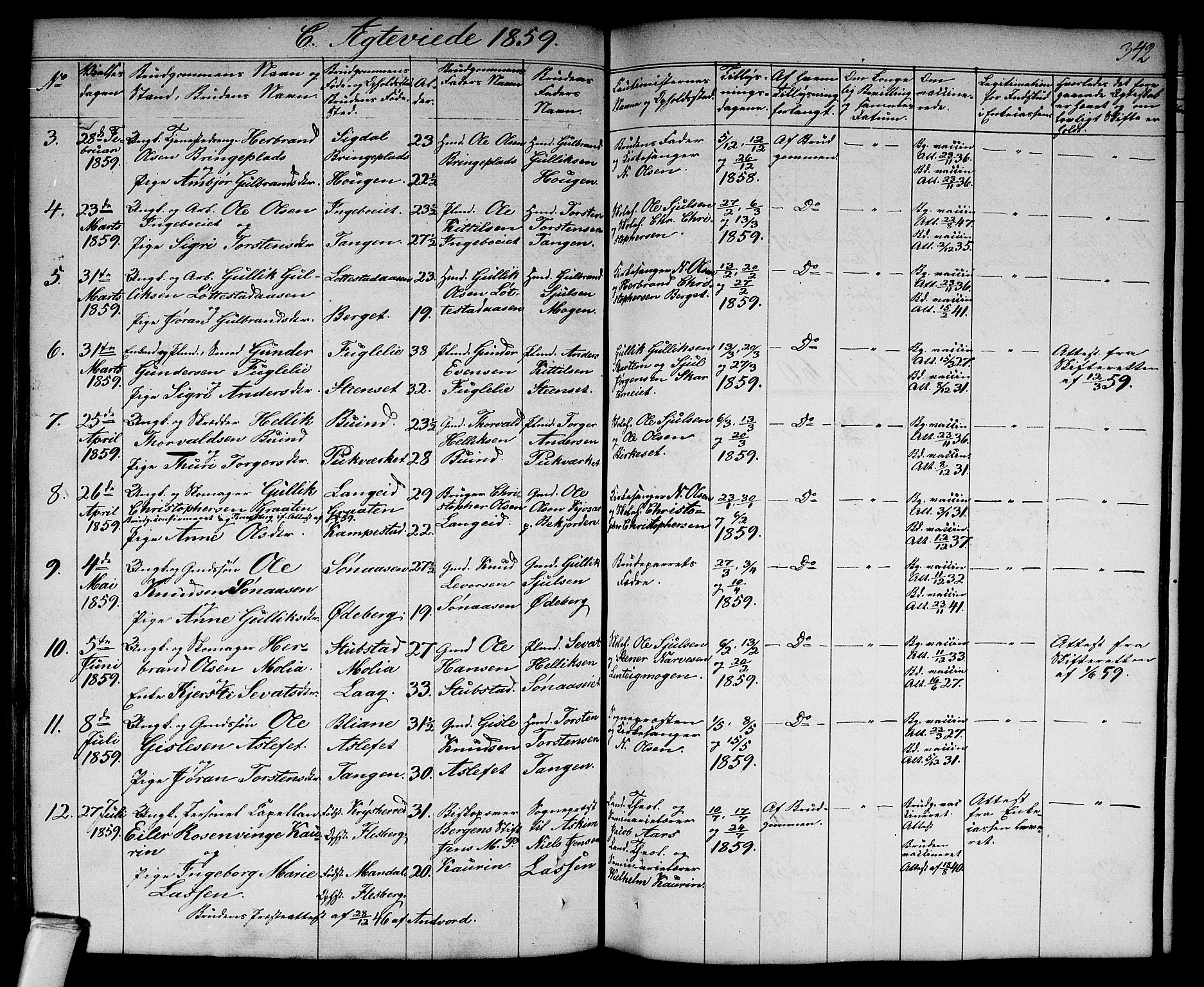 Flesberg kirkebøker, AV/SAKO-A-18/G/Ga/L0002: Parish register (copy) no. I 2, 1834-1860, p. 342