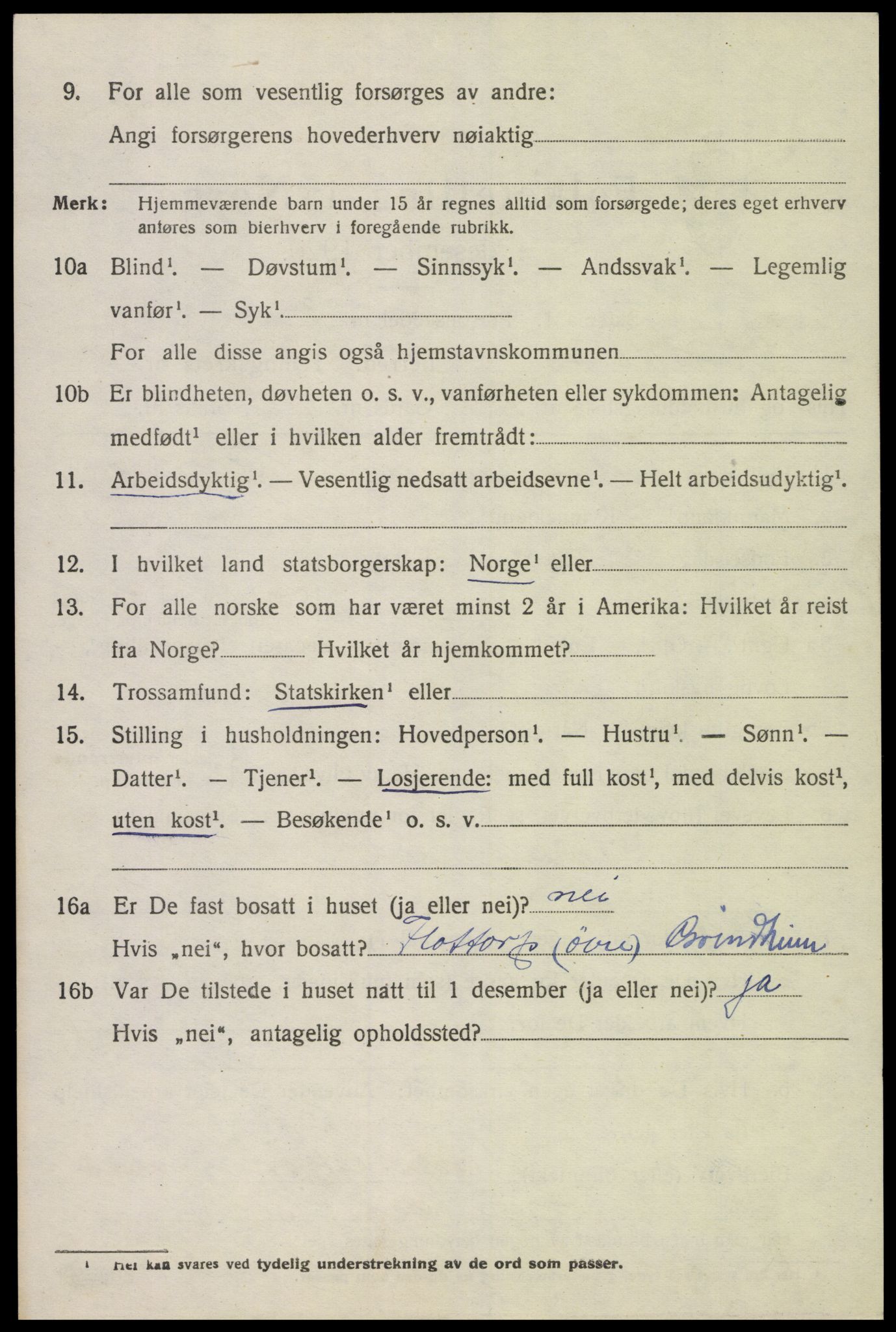 SAK, 1920 census for Grindheim, 1920, p. 1822
