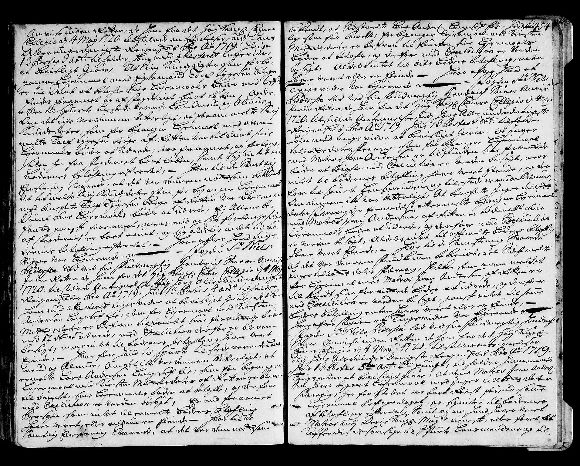 Nedenes sorenskriveri før 1824, SAK/1221-0007/F/Fa/L0018: Tingbok med register nr 13, 1717-1720, p. 453b-454a