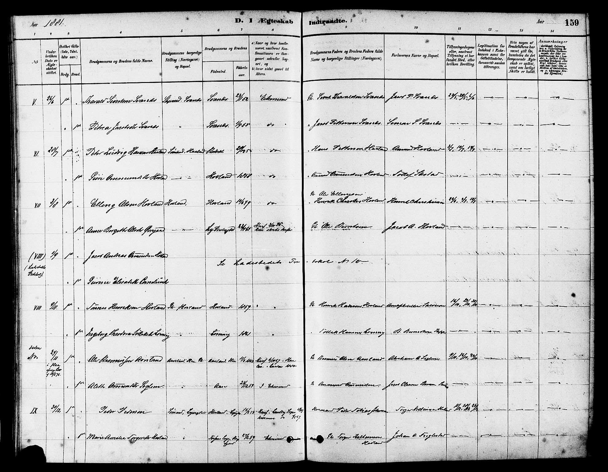 Eigersund sokneprestkontor, AV/SAST-A-101807/S08/L0017: Parish register (official) no. A 14, 1879-1892, p. 159