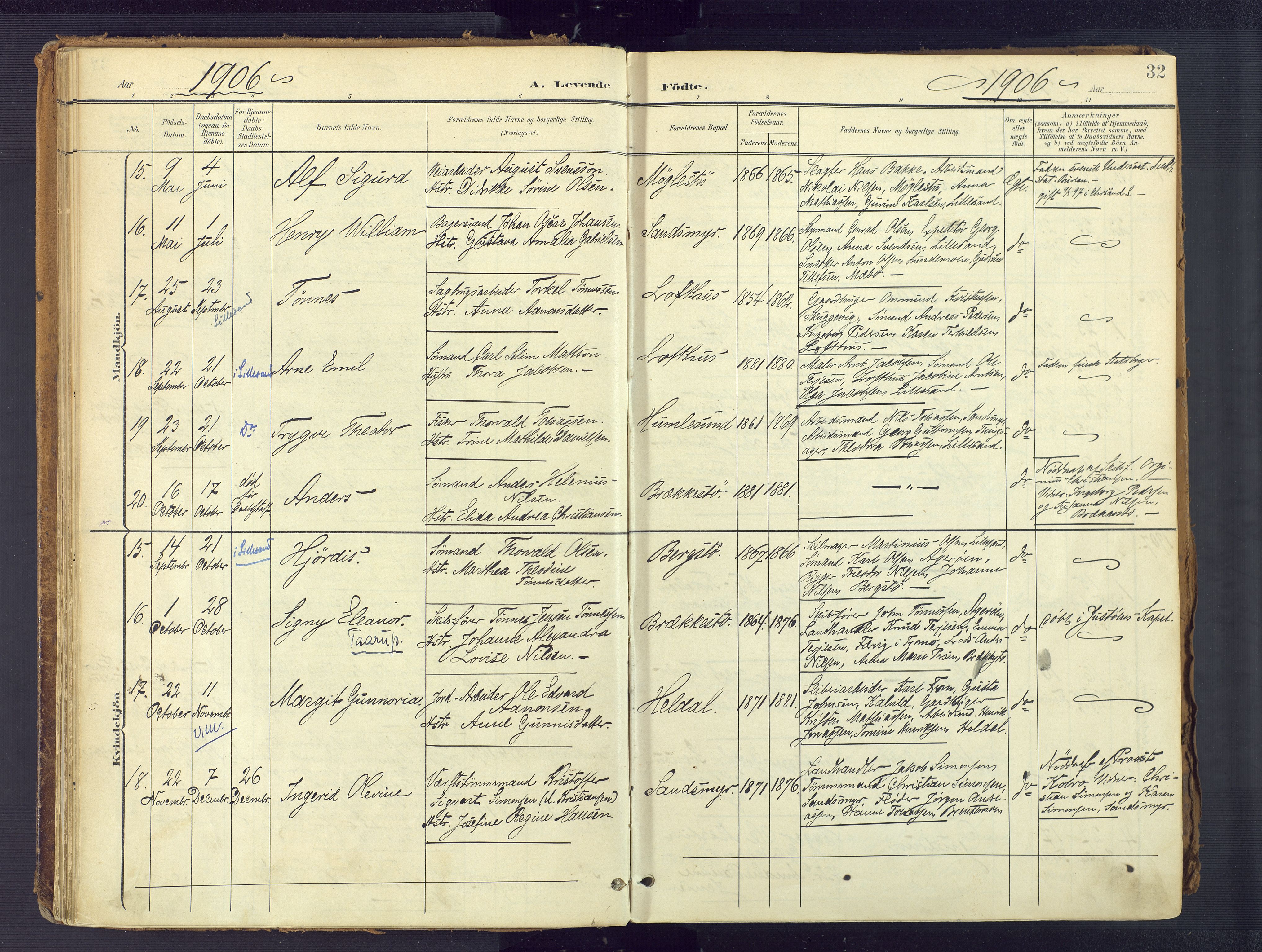 Vestre Moland sokneprestkontor, SAK/1111-0046/F/Fa/Fab/L0010: Parish register (official) no. A 10, 1900-1926, p. 32