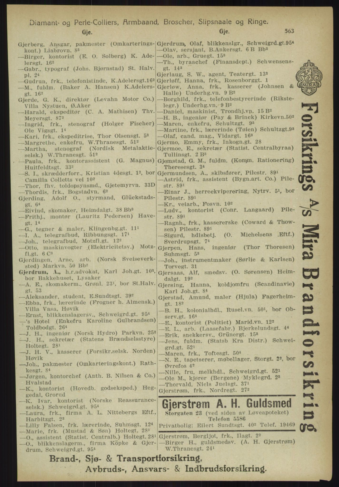 Kristiania/Oslo adressebok, PUBL/-, 1918, p. 588