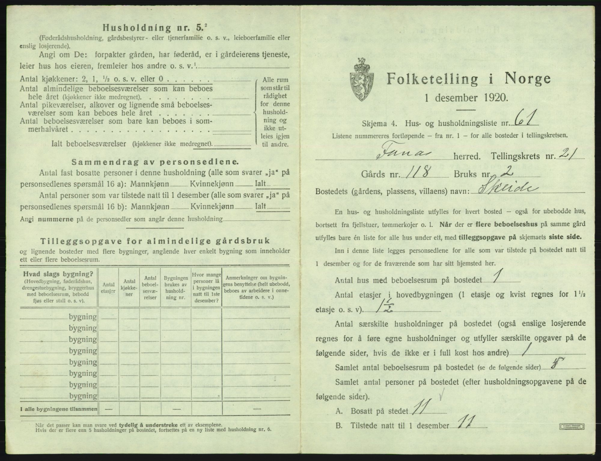 SAB, 1920 census for Fana, 1920, p. 3162