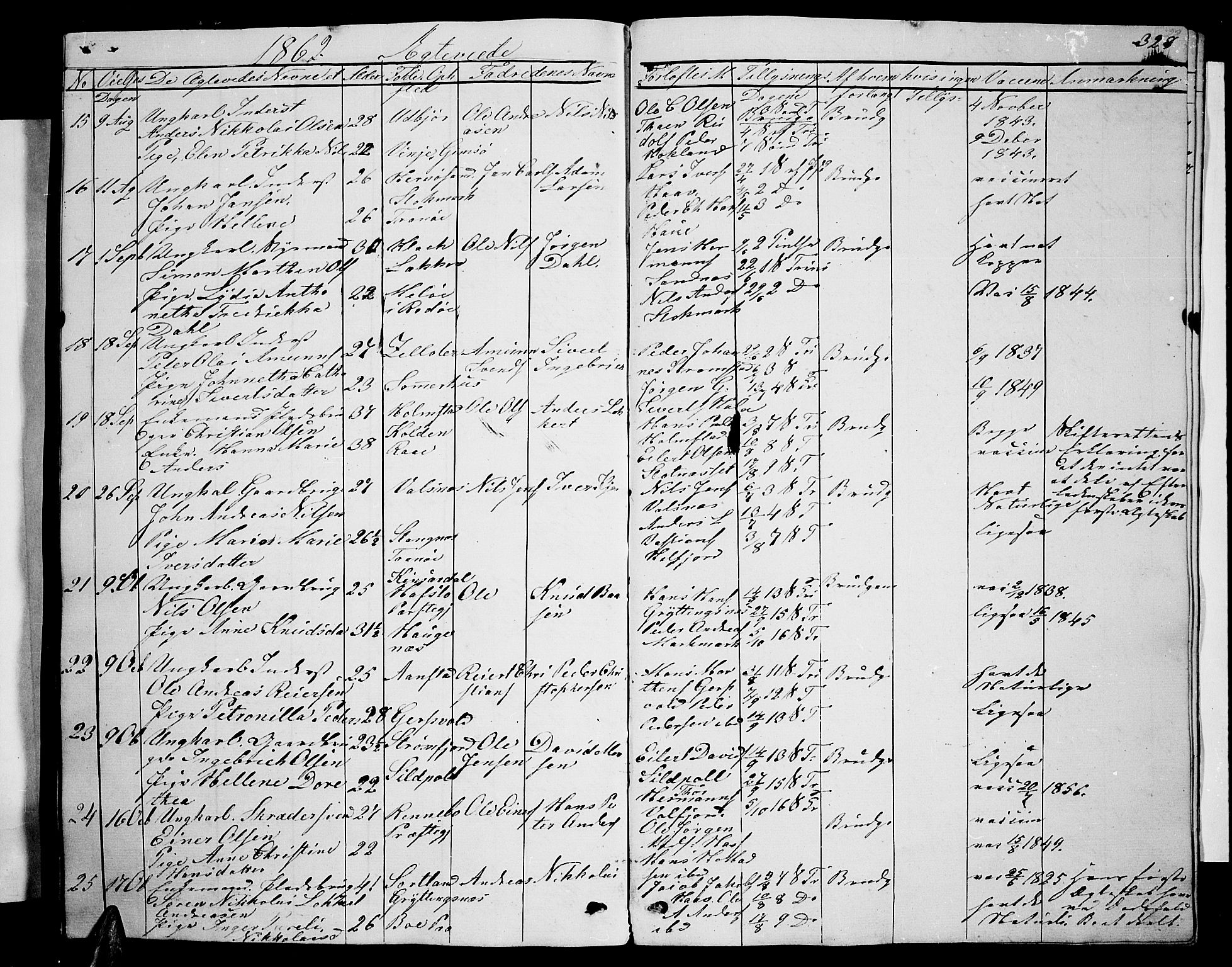 Ministerialprotokoller, klokkerbøker og fødselsregistre - Nordland, AV/SAT-A-1459/888/L1265: Parish register (copy) no. 888C03, 1850-1863, p. 328