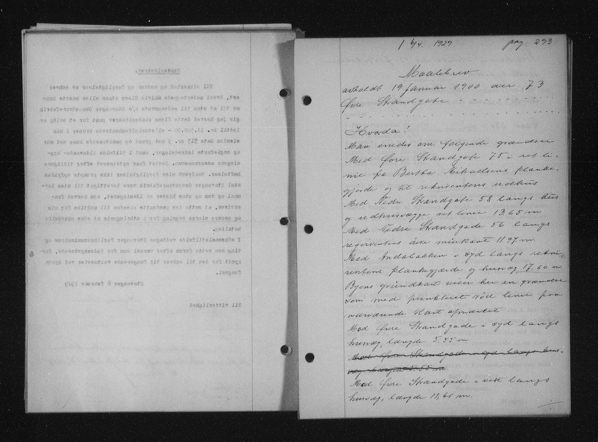 Stavanger byfogd, SAST/A-101408/001/4/41/410/410BB/L0055: Mortgage book no. 43, 1928-1929, Deed date: 06.04.1929