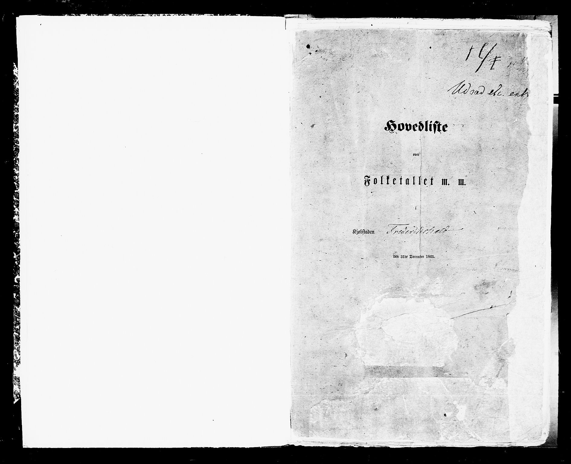 RA, 1865 census for Fredrikshald, 1865, p. 3