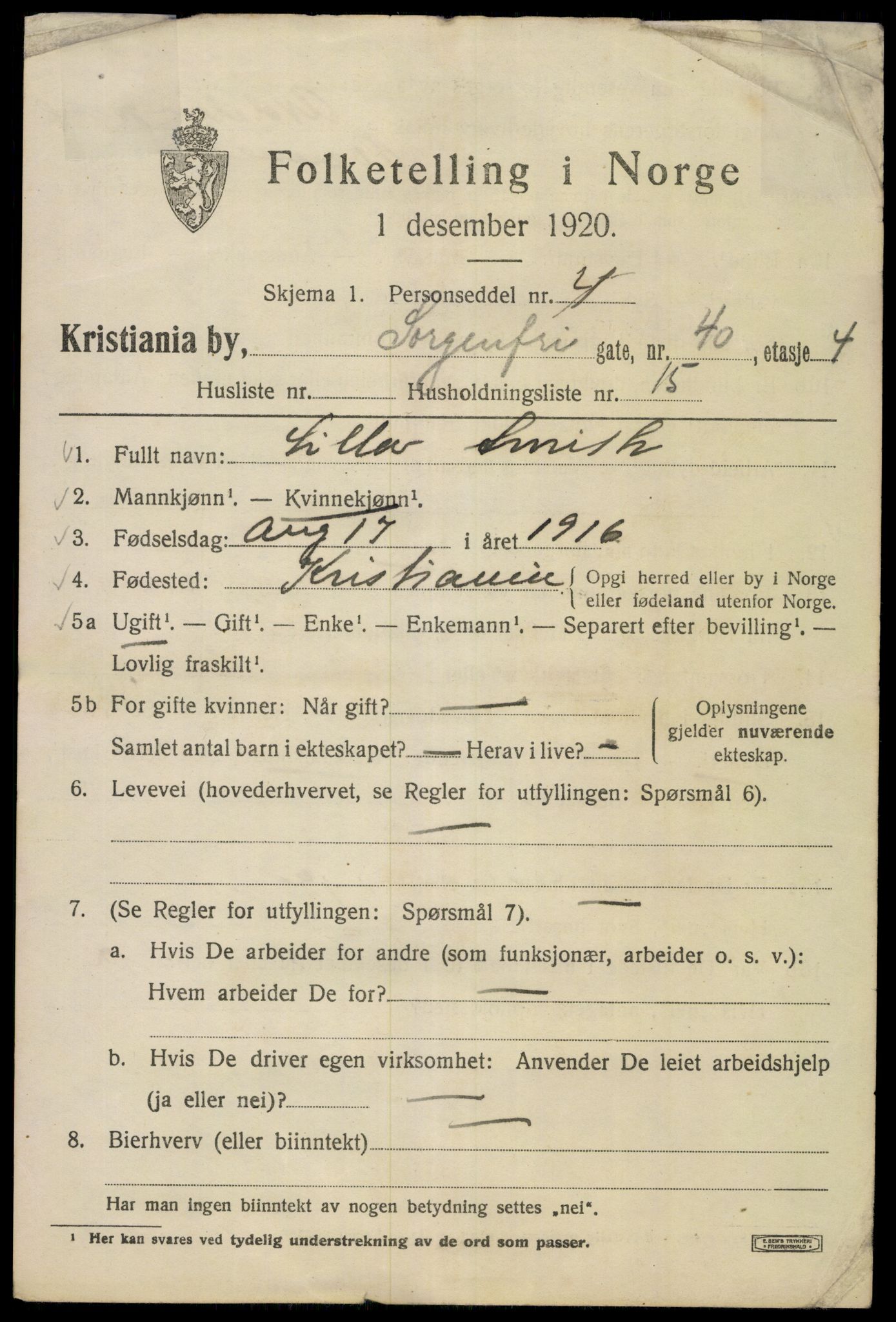 SAO, 1920 census for Kristiania, 1920, p. 531657