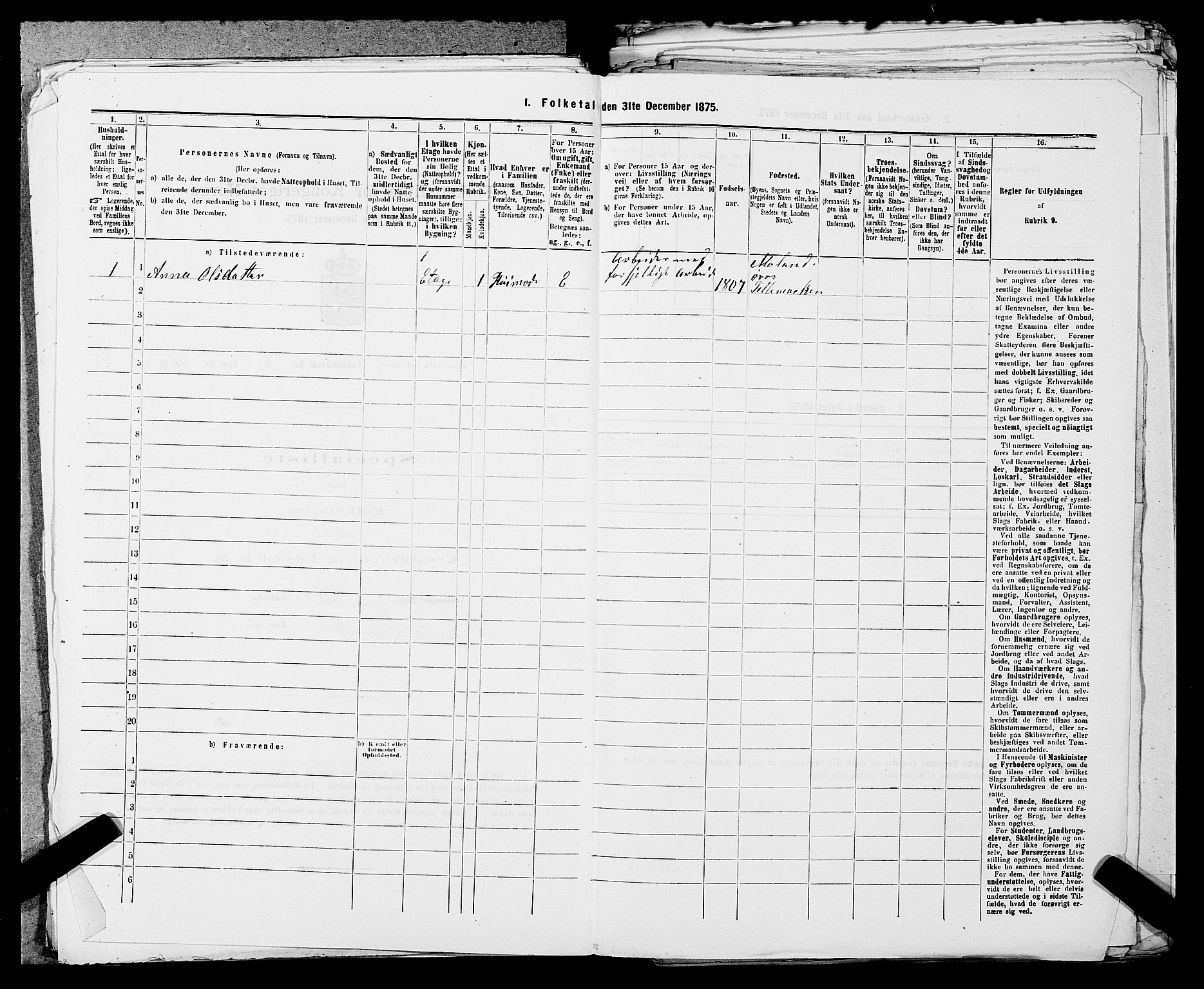 SAST, 1875 census for 1103 Stavanger, 1875, p. 1152