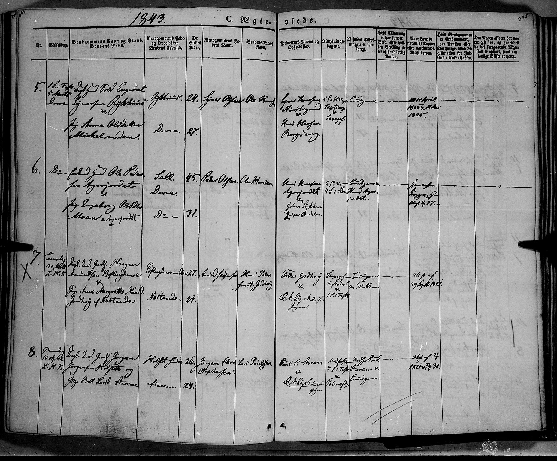 Lesja prestekontor, SAH/PREST-068/H/Ha/Haa/L0006: Parish register (official) no. 6A, 1843-1854, p. 484-485
