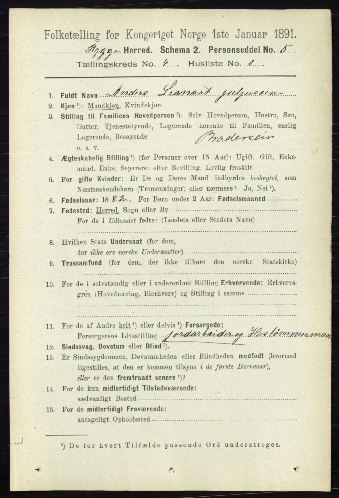 RA, 1891 census for 0136 Rygge, 1891, p. 2235