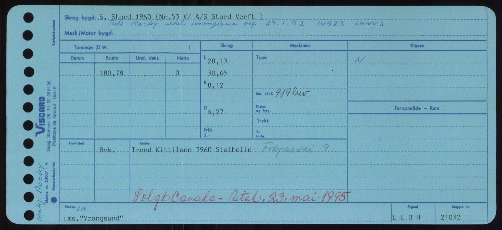 Sjøfartsdirektoratet med forløpere, Skipsmålingen, RA/S-1627/H/Hd/L0042: Fartøy, Vi-We, p. 135