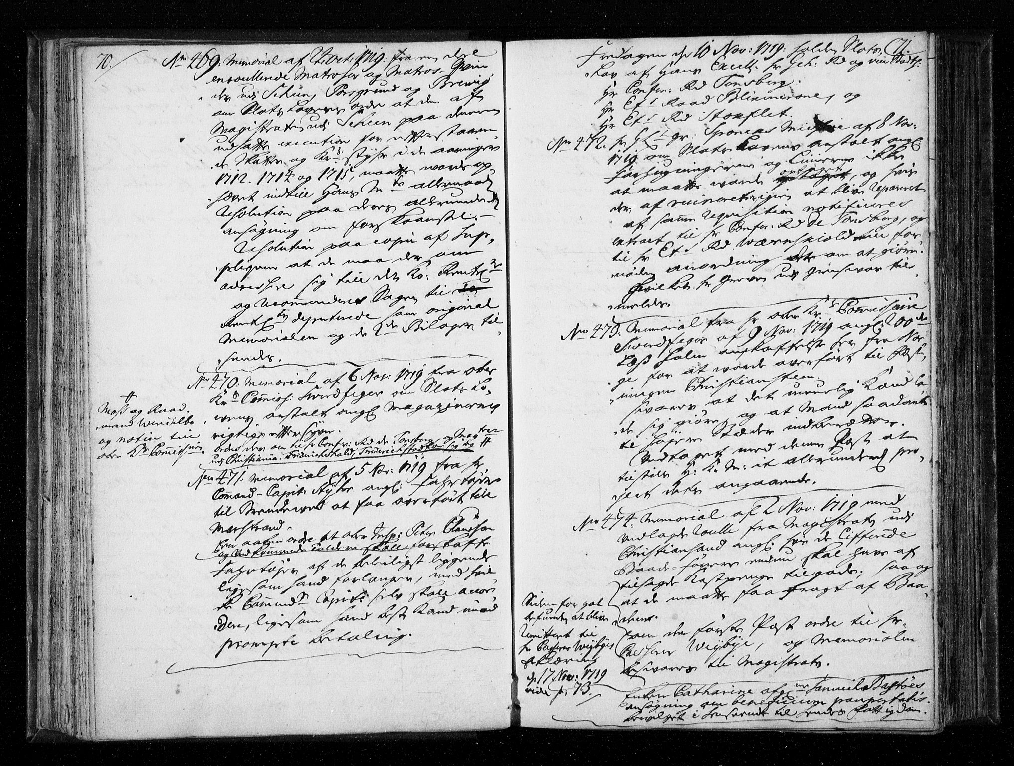 Stattholderembetet 1572-1771, AV/RA-EA-2870/Aa/L0010: Voteringsprotokoll (konseptprotokoll), 1719-1722, p. 70-71