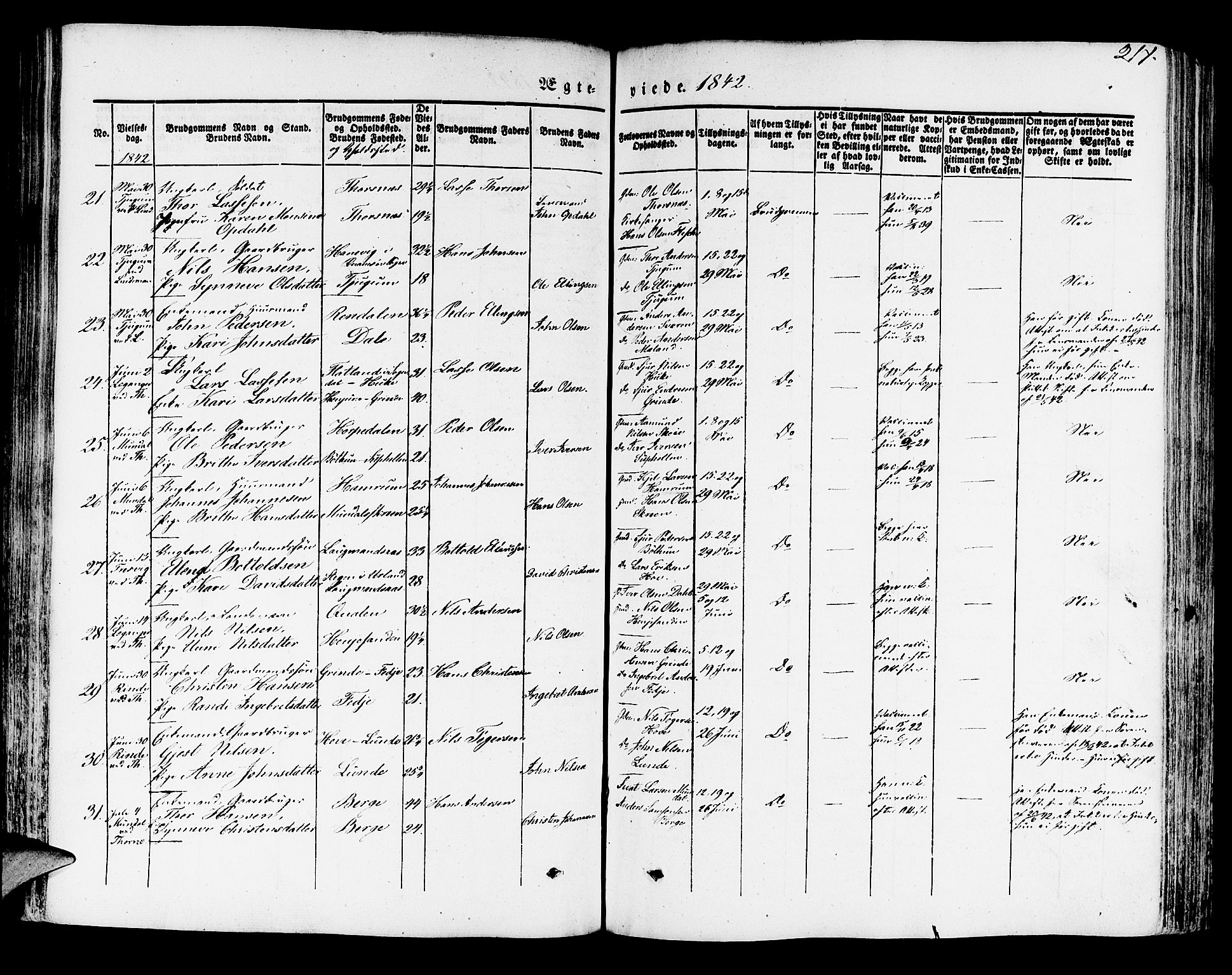 Leikanger sokneprestembete, AV/SAB-A-81001/H/Haa/Haaa/L0007: Parish register (official) no. A 7, 1838-1851, p. 217