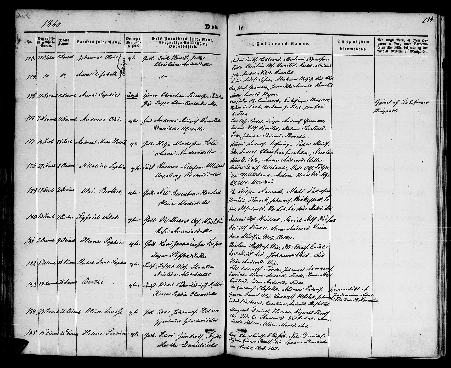 Førde sokneprestembete, AV/SAB-A-79901/H/Haa/Haaa/L0007: Parish register (official) no. A 7, 1843-1860, p. 234